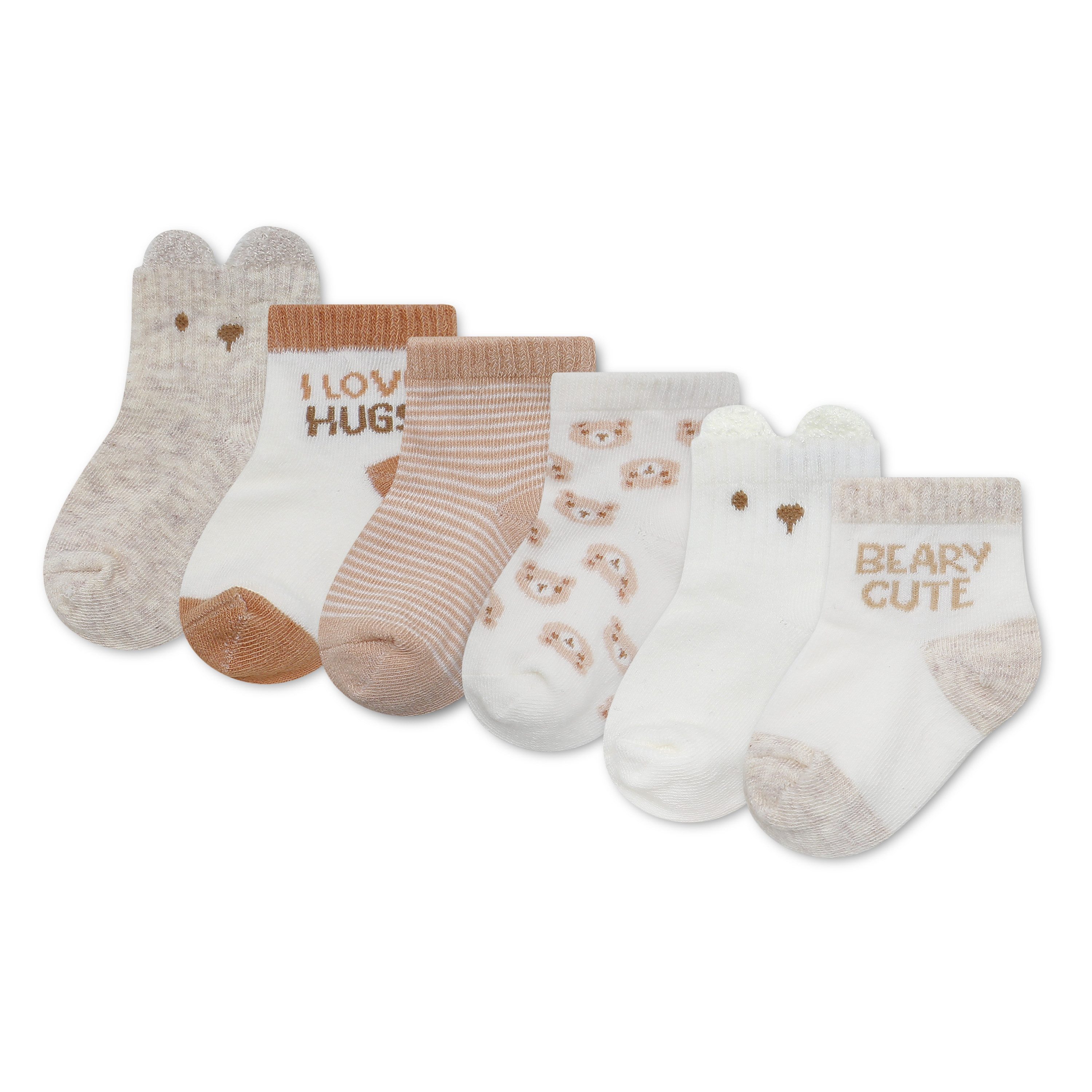 HUGGIES babywear Kurzsocken HGHN 6PK QUARTER SOCKS (Packung, 6-Paar) 6er Pack Baby-Socken mit Bärchen-Mtoiven