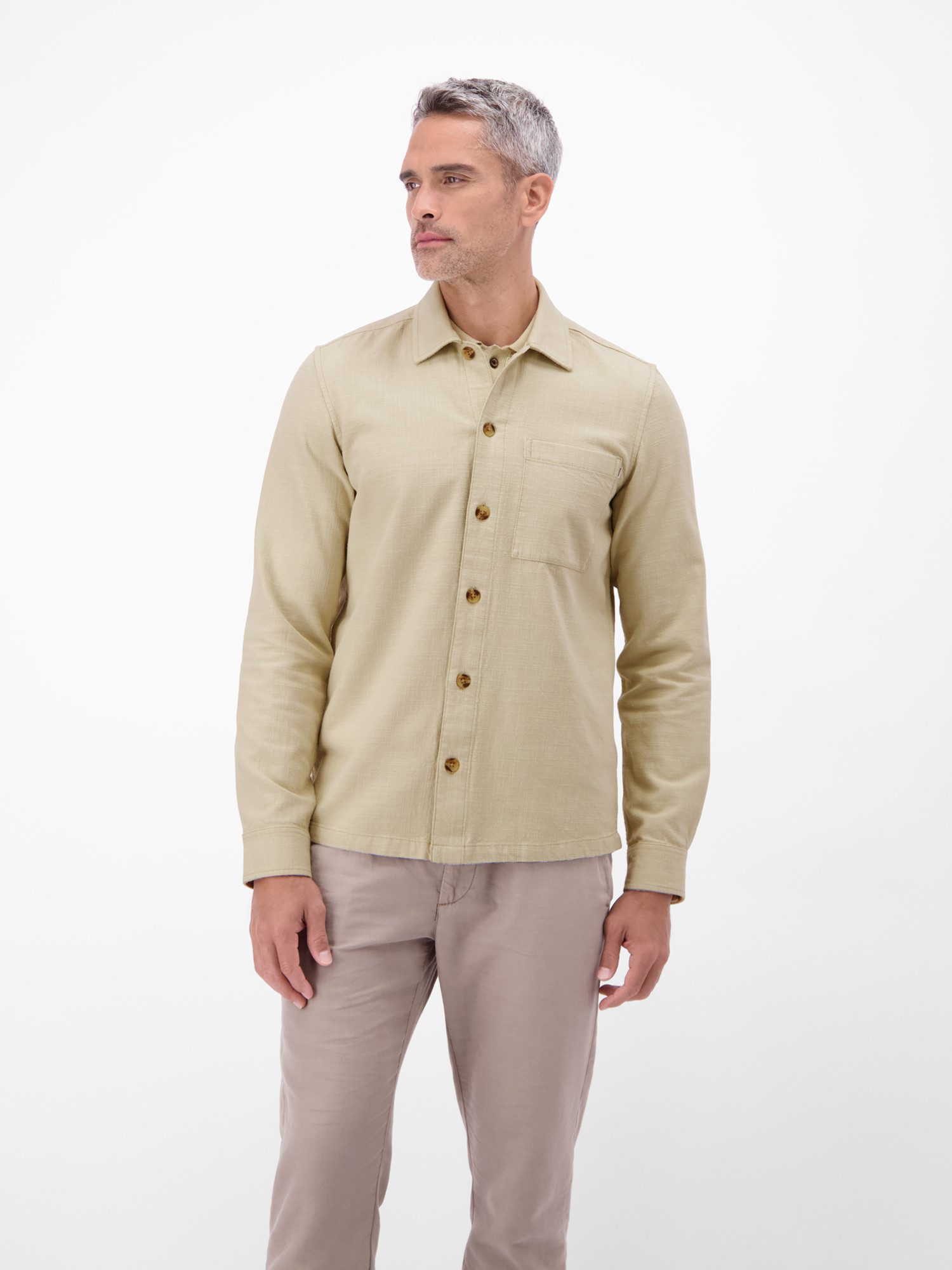 LERROS Langarmhemd Overshirt aus 100 % Baumwolle, unifarben