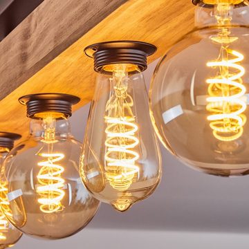 hofstein Deckenleuchte »Bollengo« moderne Deckenlampe aus Metall/Holz in Schwarz/Natur, ohne Leuchtmittel