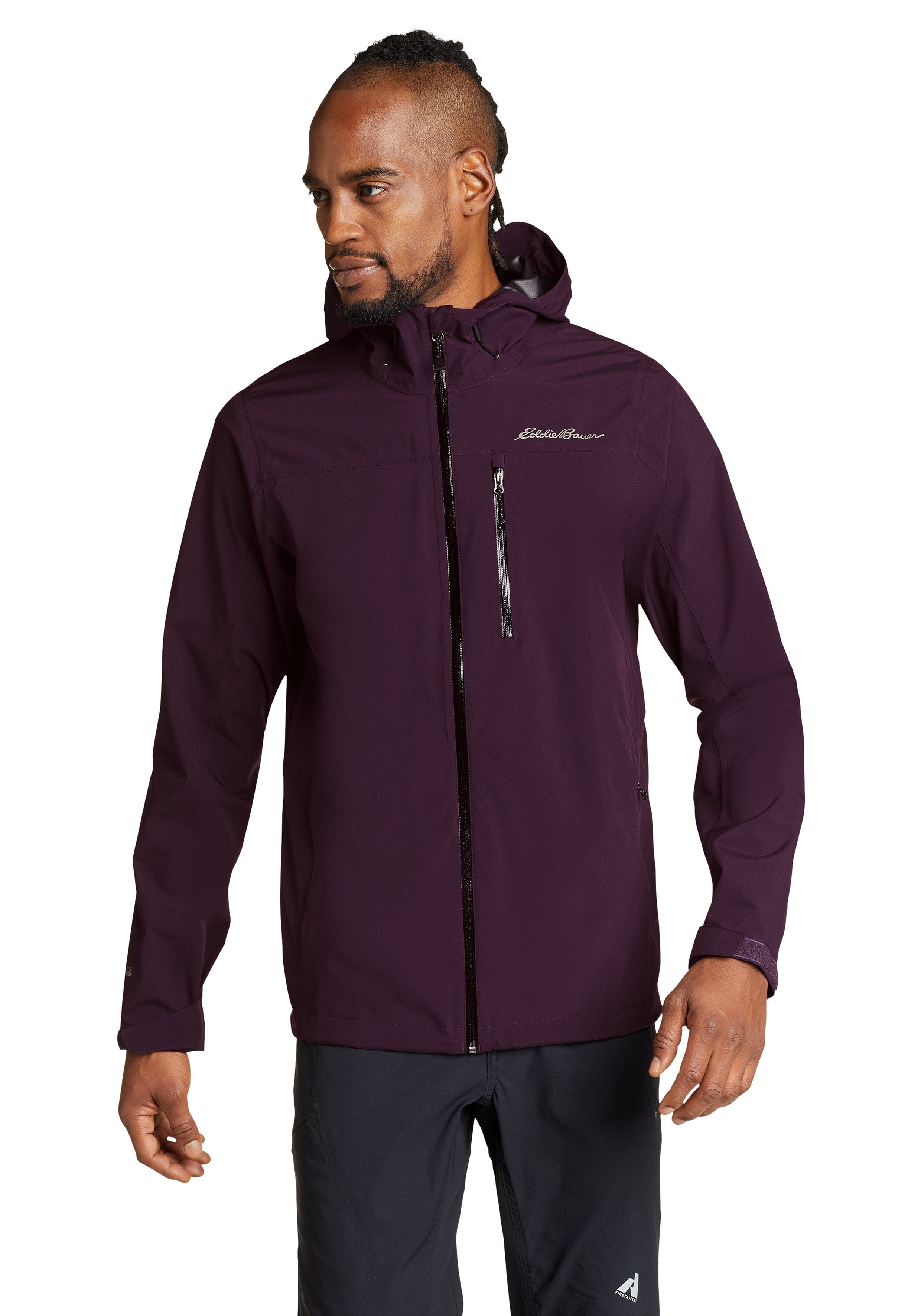 Eddie Bauer Regenjacke Cloud Cap Kapuze Aubergine Stretch Dunkles 2.0 mit