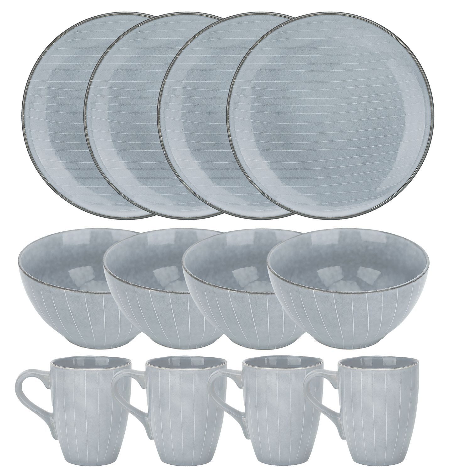 Intirilife Geschirr-Set (12-tlg), 12 Personen, Keramik, 12-teiliges Geschirrset für Frühstück Mittag- und Abendessen Dinnerset. Reduzierter Preis € 45,99. Unverbindliche Preisempfehlung € 68,99