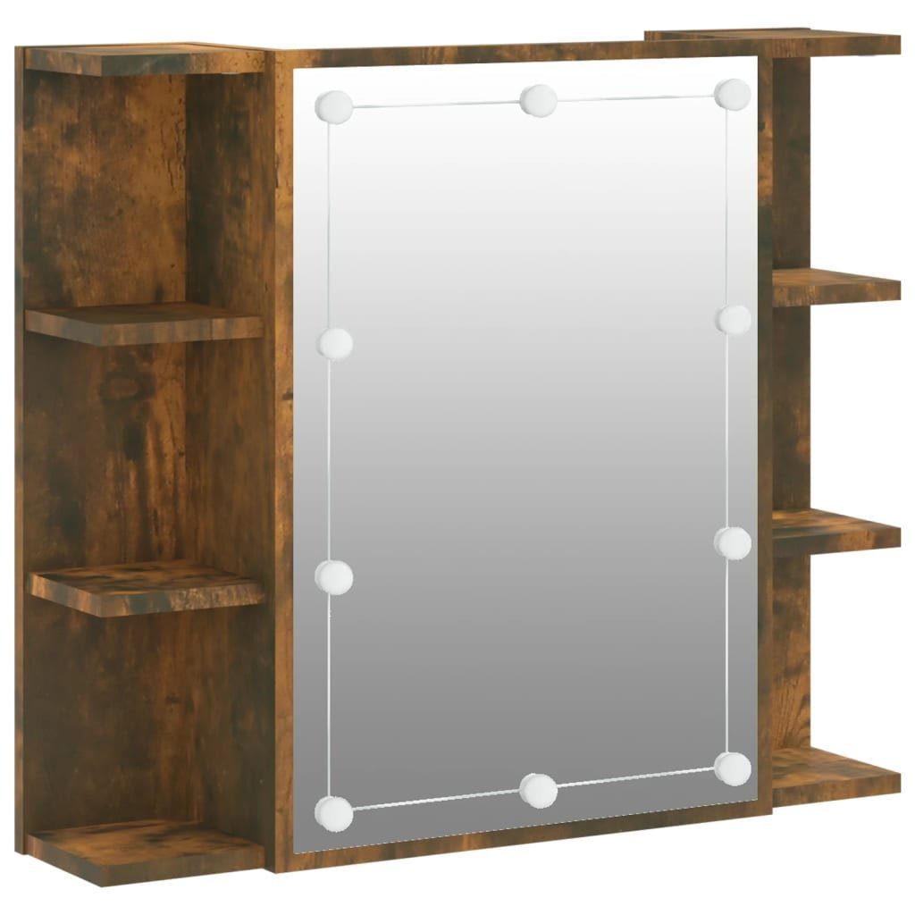 vidaXL Badezimmerspiegelschrank Spiegelschrank mit LED Räuchereiche 70x16,5x60 cm (1-St)