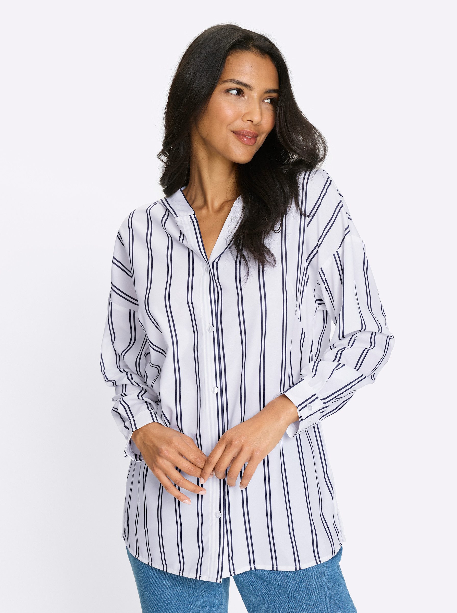 Sieh an! Klassische Bluse Longbluse . günstig online kaufen