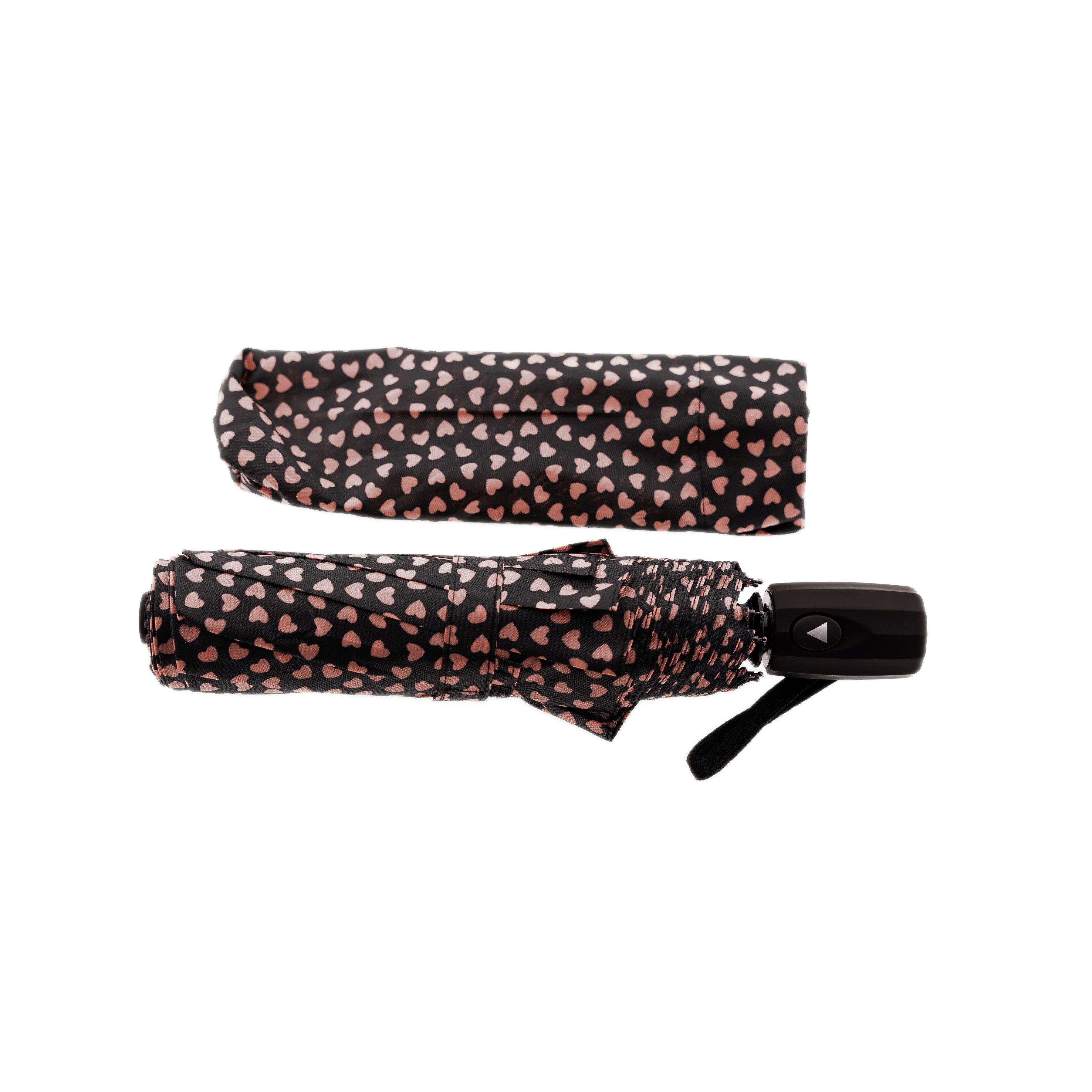 Susino Taschenregenschirm Teleskopschirm, mit Herzmotiv ø100 cm, Regenschirm mit Schutzhülle