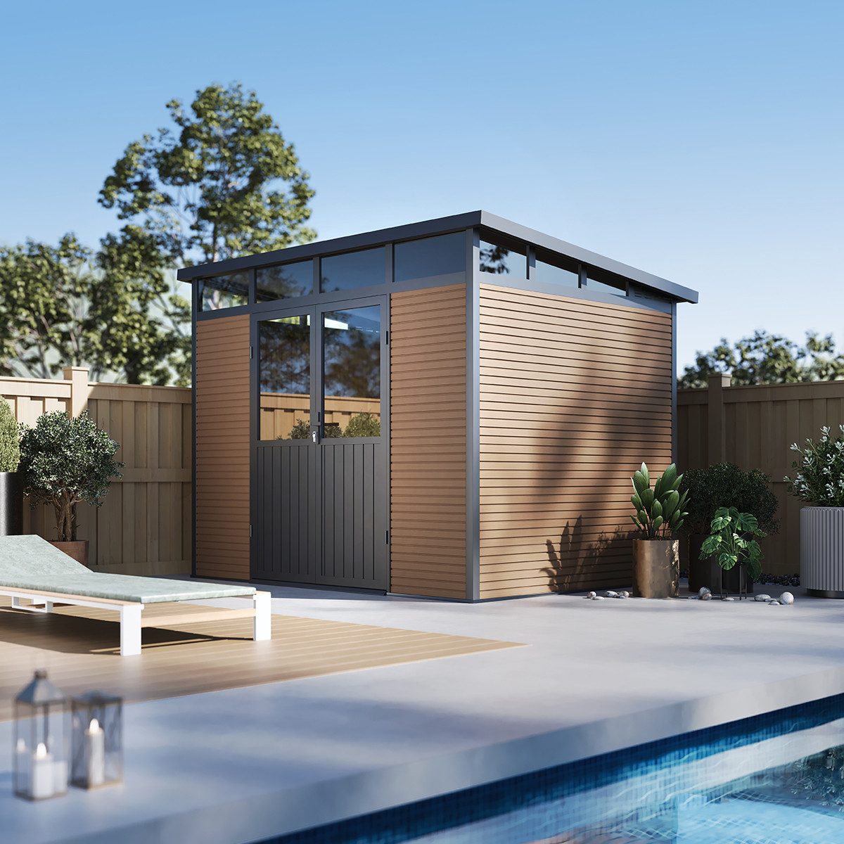 Weide Gartenhaus Weide Aluminium & WPC Gartenhaus 278x218 cm Teak, BxT: 278x218 cm