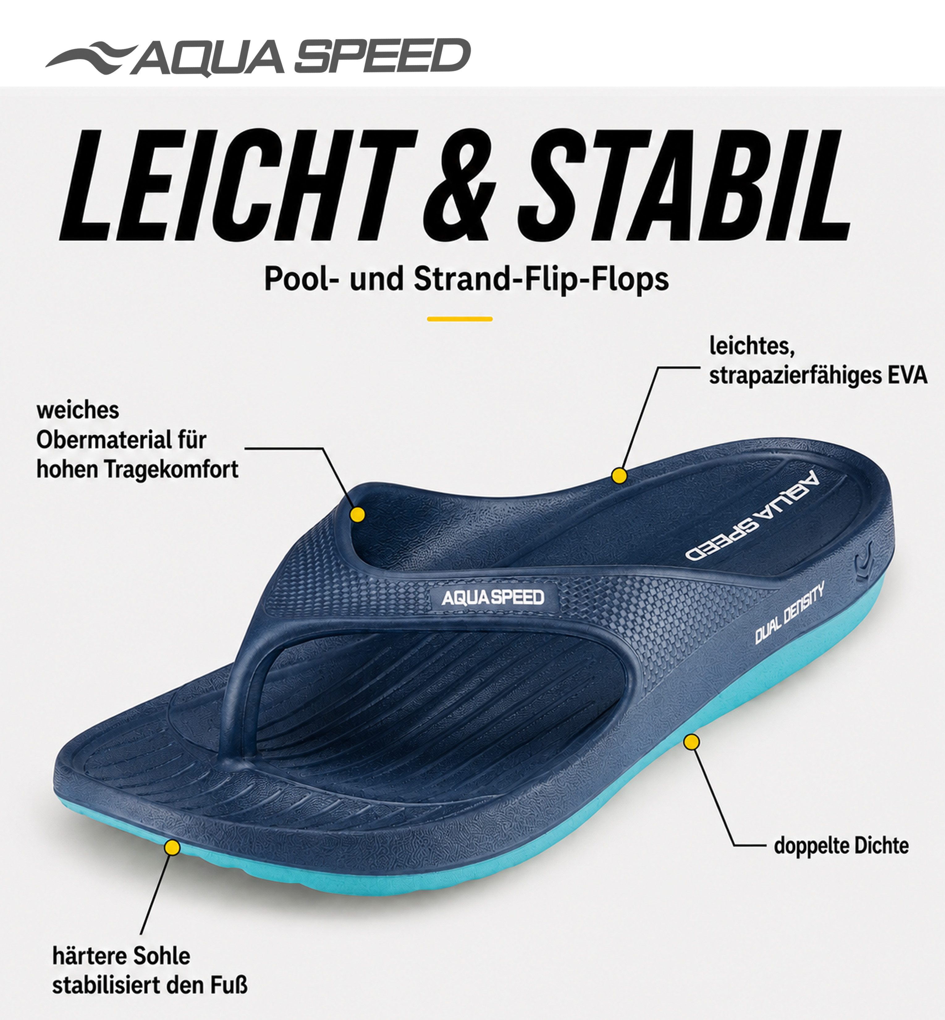 Aqua Speed Alcano Damen und Herren Zehentrenner Badesandalen Gr.36-45 Badezehentrenner