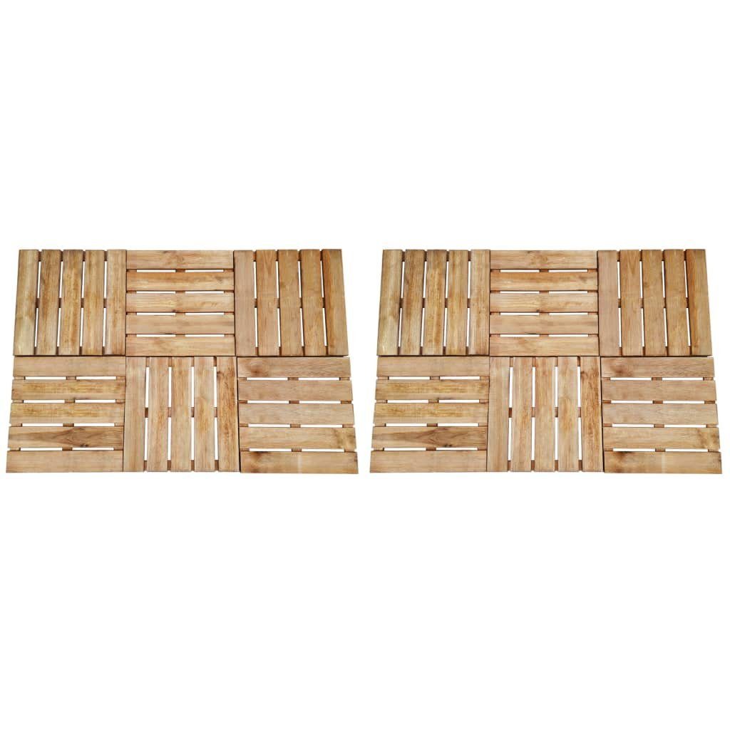vidaXL Teppichboden Terrassenfliesen 12 Stk. 50×50 cm Holz Braun, Höhe: 3.2 mm