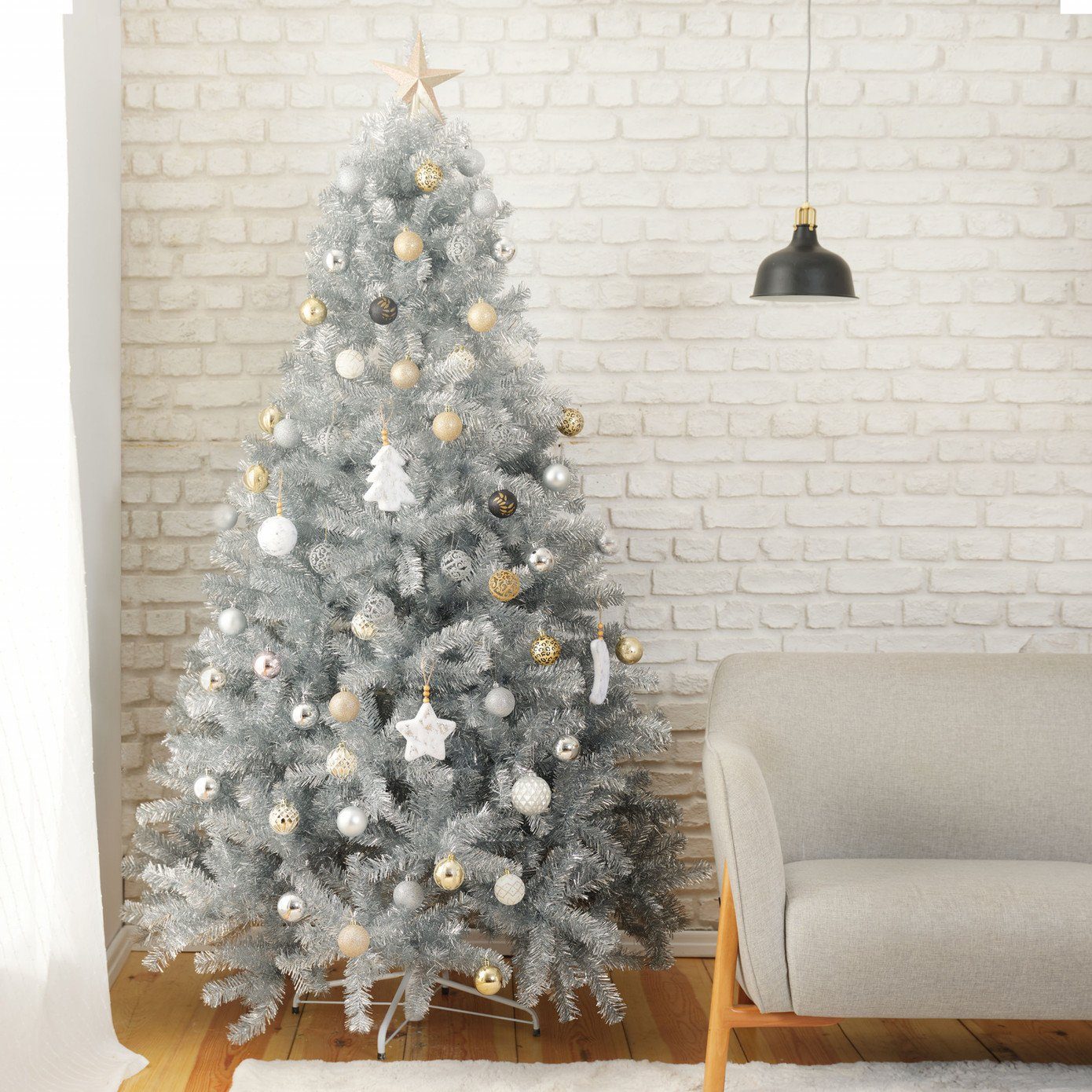Karaca Künstlicher Weihnachtsbaum »Karaca Silber Tannenbaum 210 cm, Spitzen und Schnellaufbau