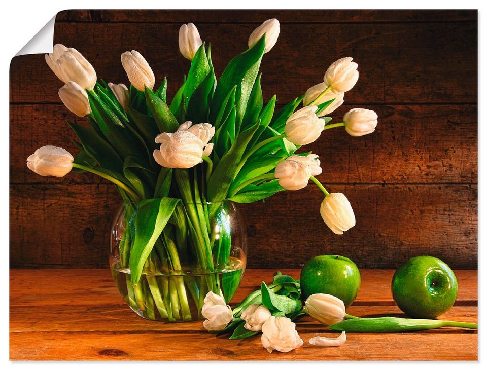 Leinwandbild Canvas Print Wandbilder Keilrahmen Blumen schöne Tulpen in der Vase
