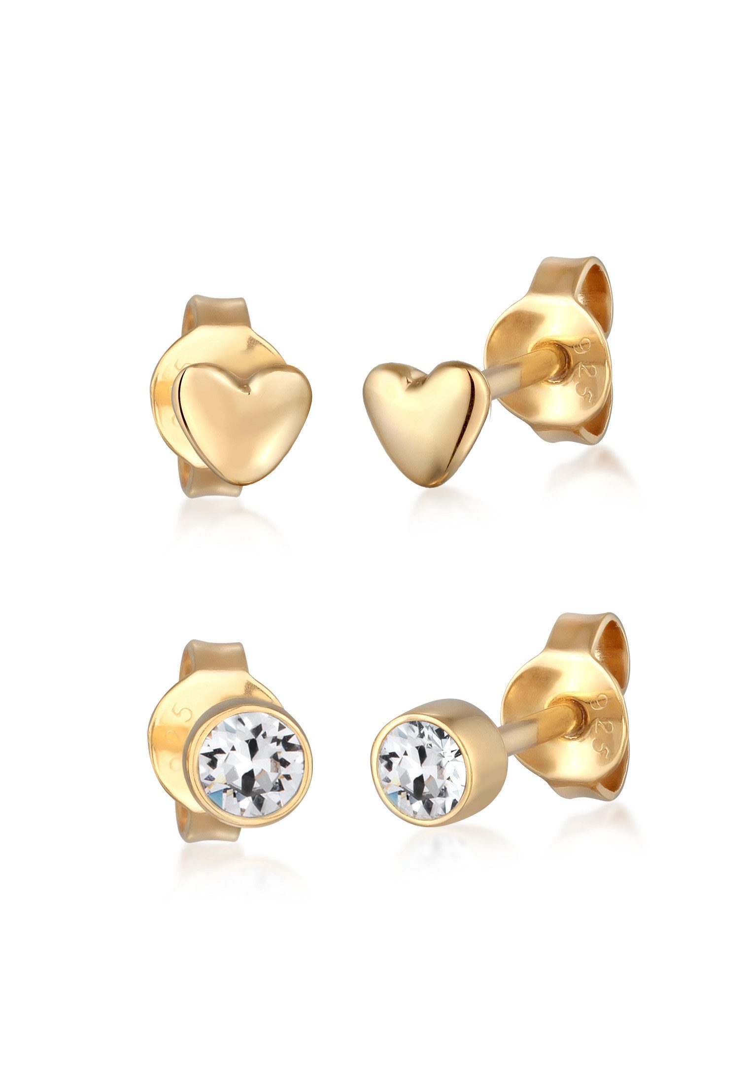 Ohrring-Set 2er Set Herz 925 Silber, mit Kristallen von Swarovski®