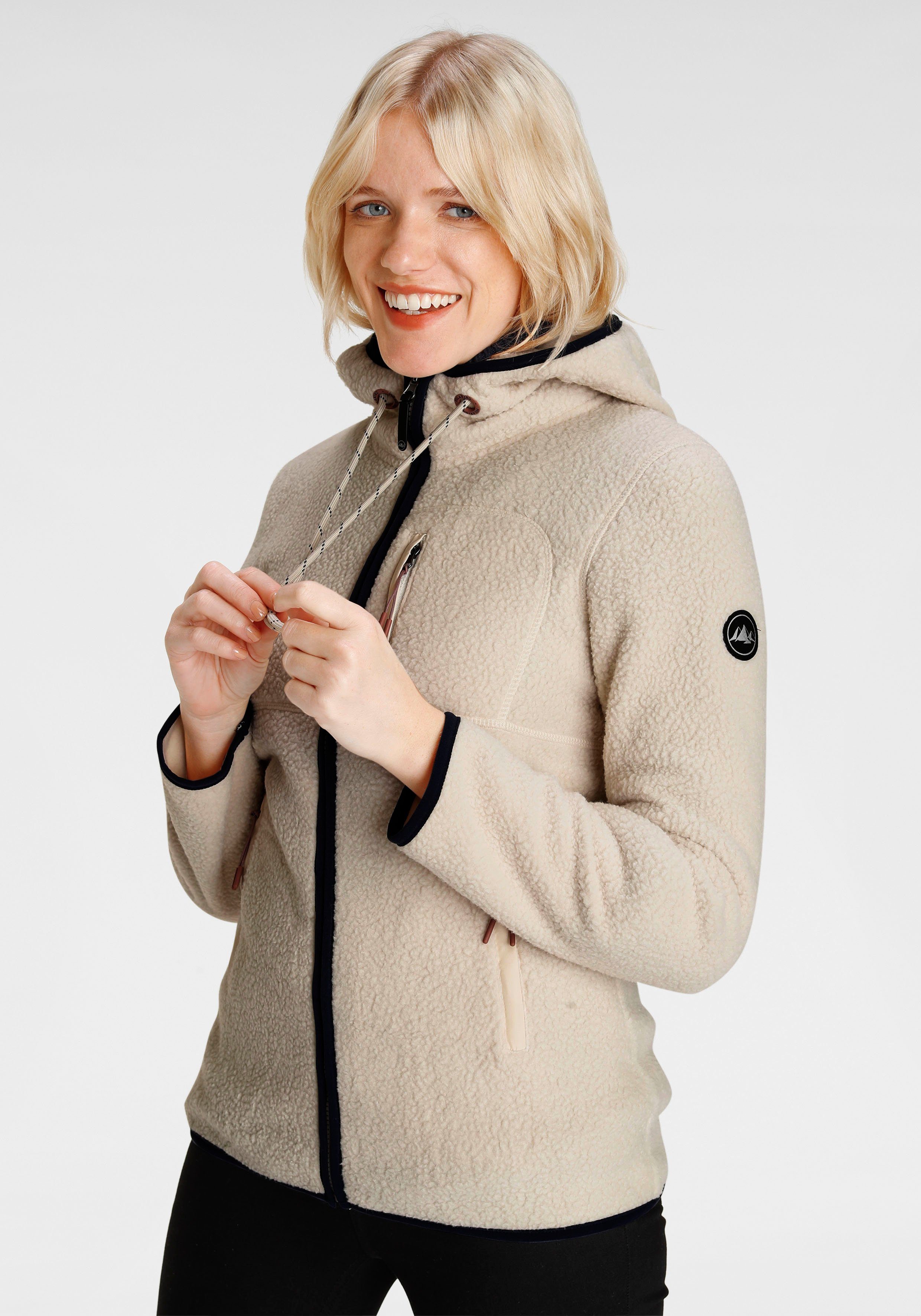 Polarino Fleecejacke aus Sherpa Fleece, Passform: Regular Fit, gerader  Schnitt ohne Taillierung