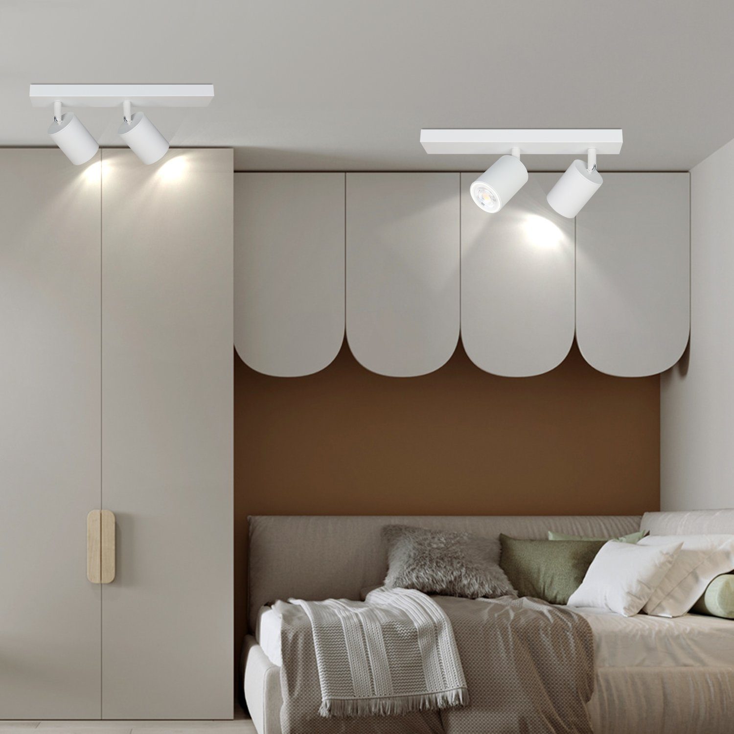 Nettlife Deckenstrahler 2/3/4/ Flammig Deckenlampe Weiss Flur GU10 Modern Deckenspot, Schwenkbar 350°, LED wechselbar, Flur Wohnzimmer Schlafzimmer Küche