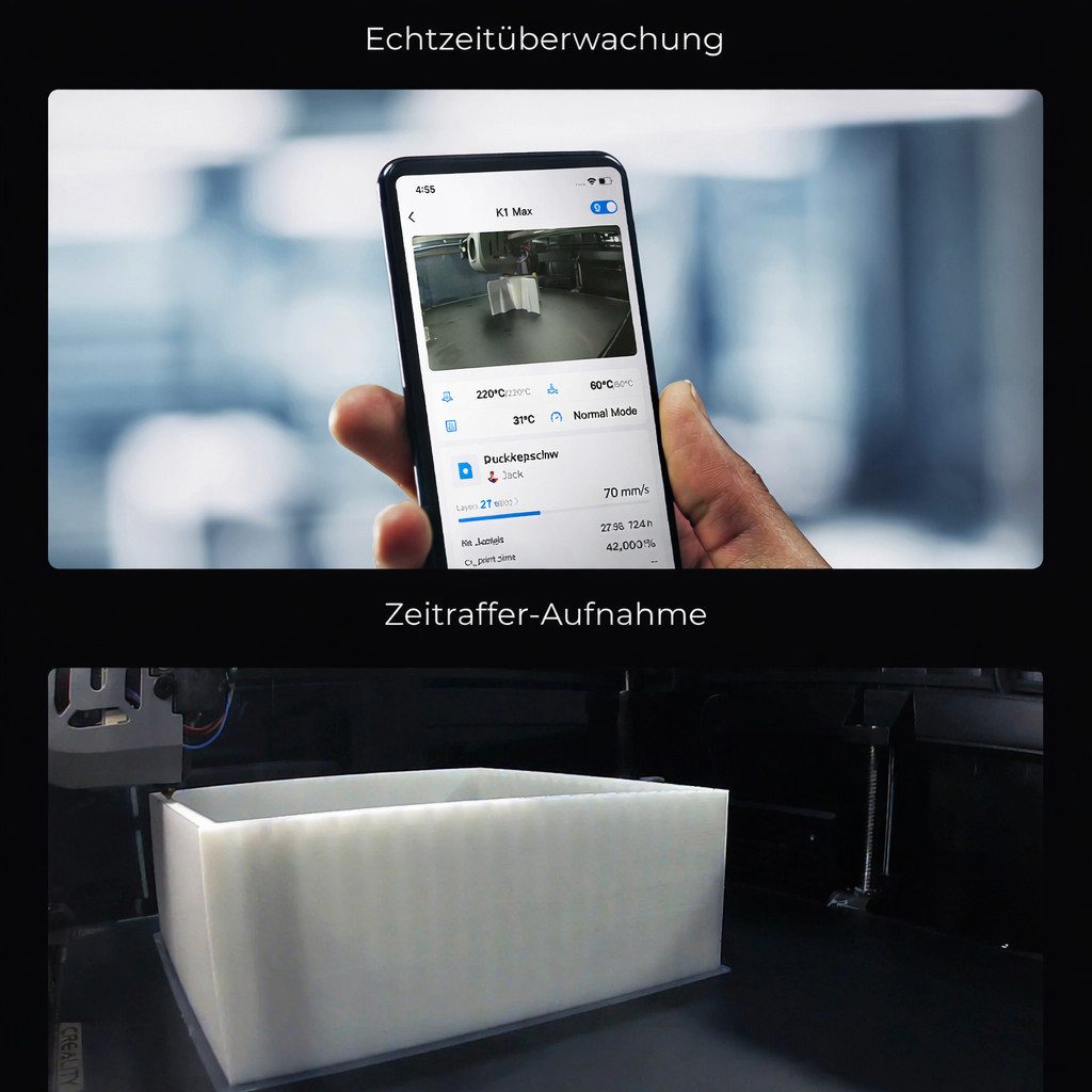 GARRYFIZH Creality K1 Max 3D Drucker – 600 mm/s High Speed – AI LiDAR Multifunktionsdrucker, (AI-Kamera, automatische Nivellierung und großer Bauraum für Maker)