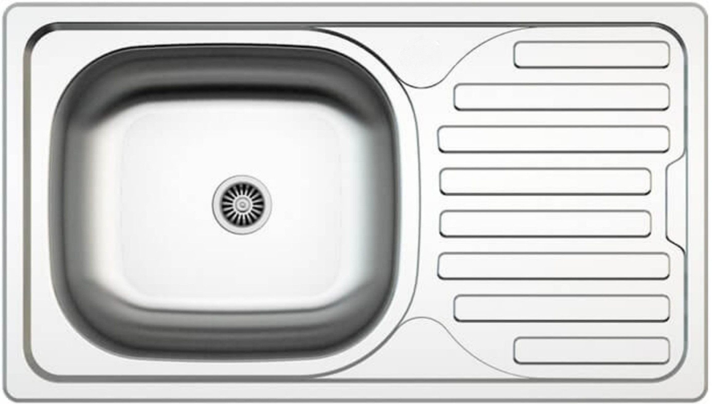 Faizee Möbel Edelstahlspüle Edelstahlspüle 76x44 cm Armatur Wählbar inkl. Siphon-Set, Eckig – Bild 3 von 3
