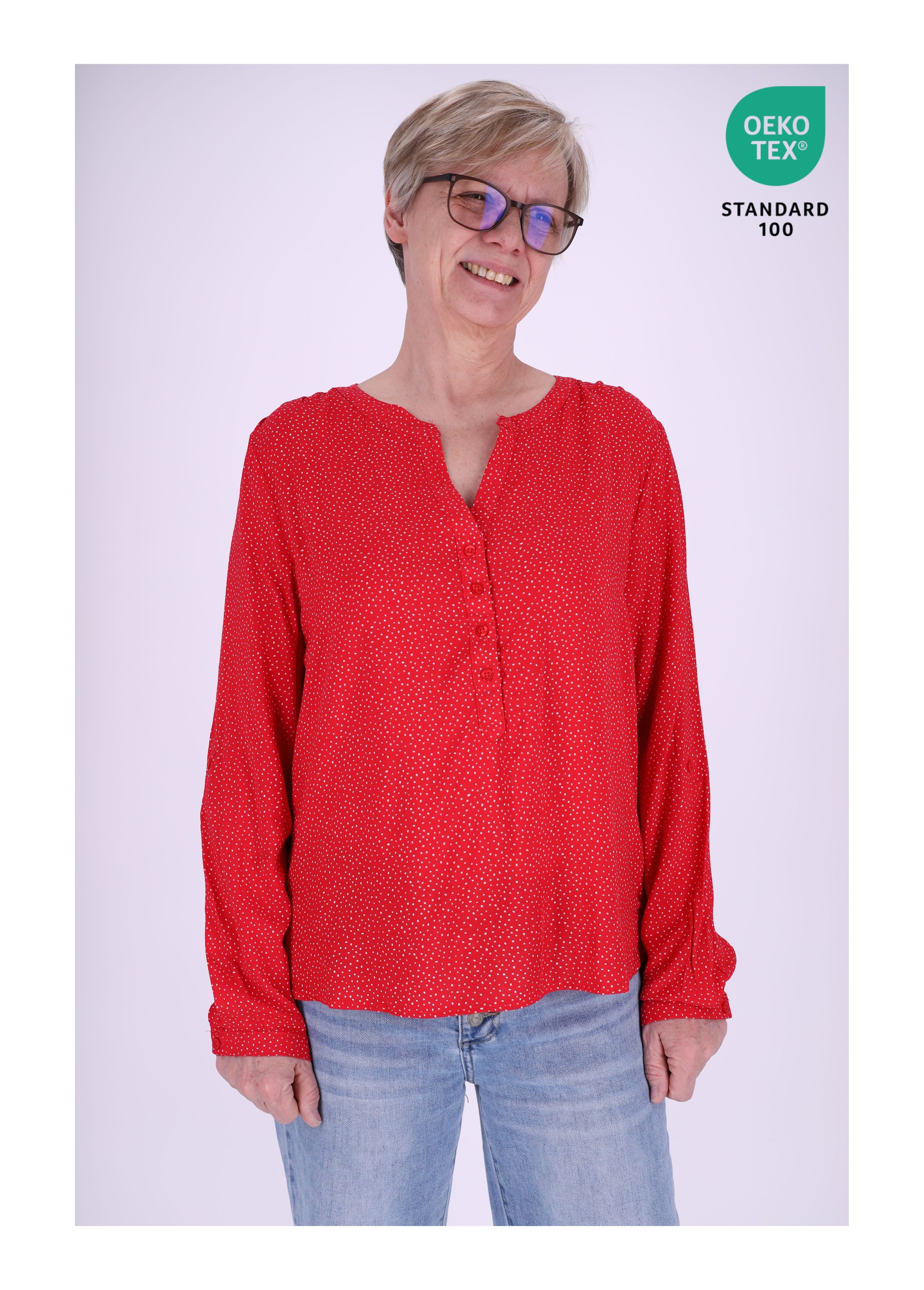 SPLASH OF COLOR Klassische Bluse Schlupfbluse Minimal Print kleine Punkte
