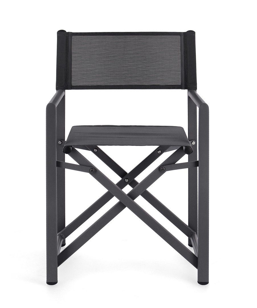 Natur24 Esszimmerstuhl 2er Set Regiestühle Taylor 48 x 56 x 86 cm Aluminium Textil Anthrazit