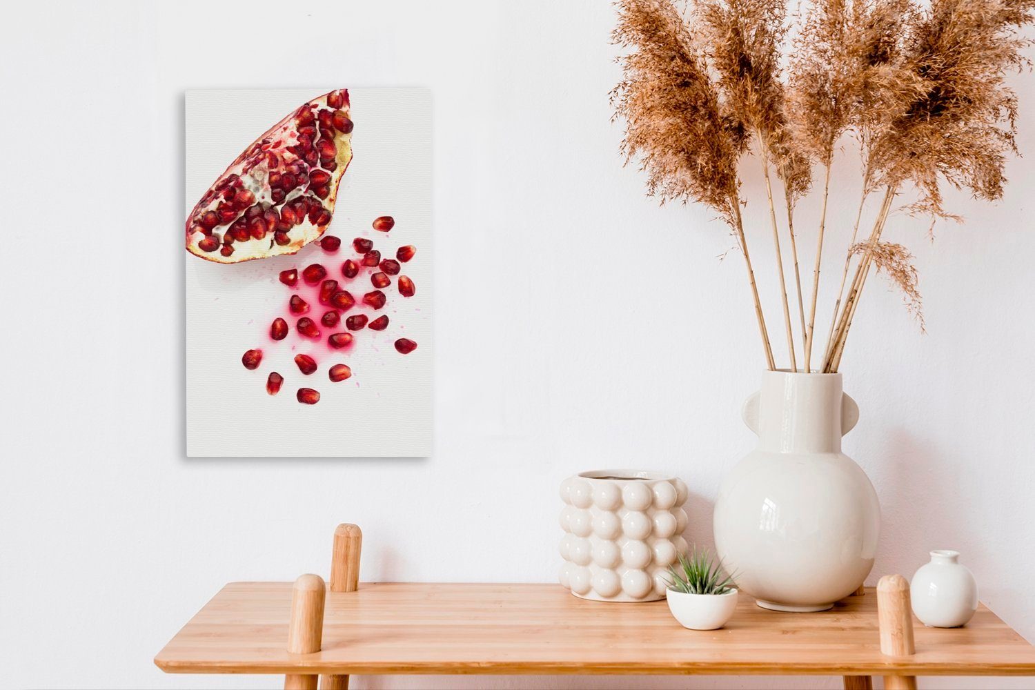 OneMillionCanvasses® Leinwandbild Granatapfel - Kerne Gemälde, - Weiß, cm inkl. 20x30 fertig Leinwandbild (1 St), Zackenaufhänger, bespannt