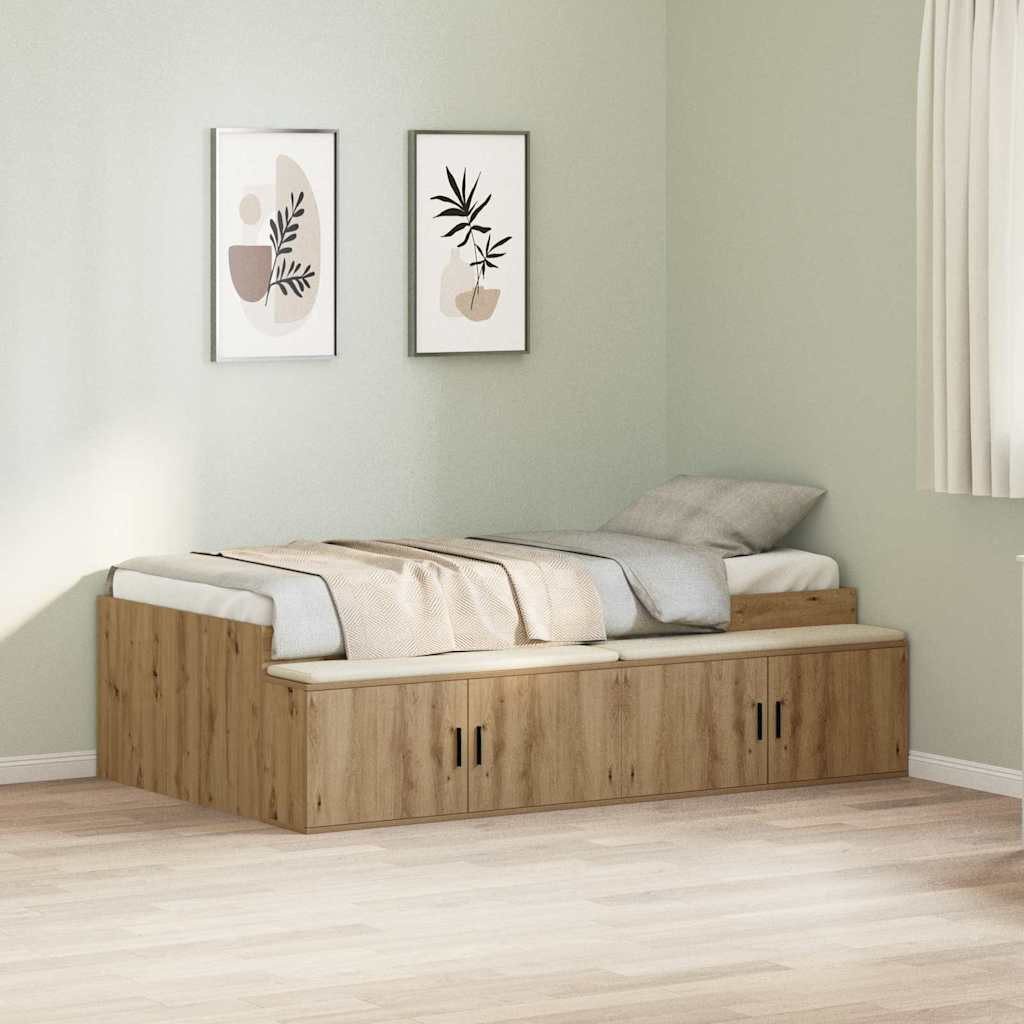 vidaXL Bett Bettrahmen mit Speicher Artisan-Eiche 80 x 200 cm Holzwerkstoff (1-tlg)