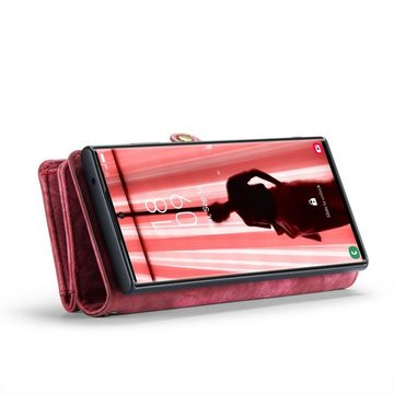 Wigento Handyhülle Für Samsung Galaxy S23 Ultra Multifunktion Teilbare Handy Tasche Geldbörse Hülle Etuis Rot