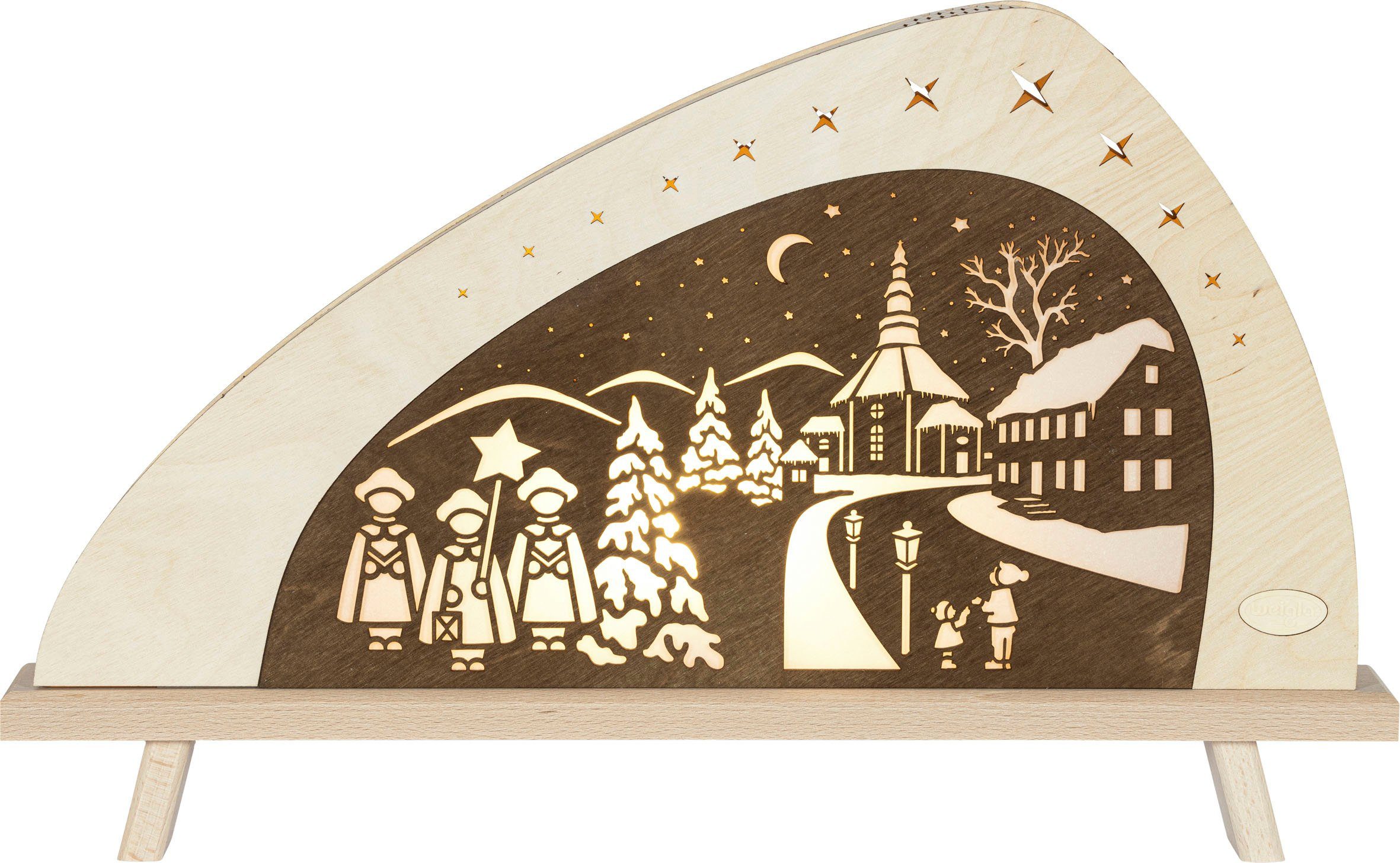 Weigla LED Lichterbogen Standleuchte, Weihnachten in Seiffen, Höhe ca. 32 cm (1-tlg), Holzkunst aus dem Erzgebirge, Weihnachtsdeko, Deko fürs Fenster