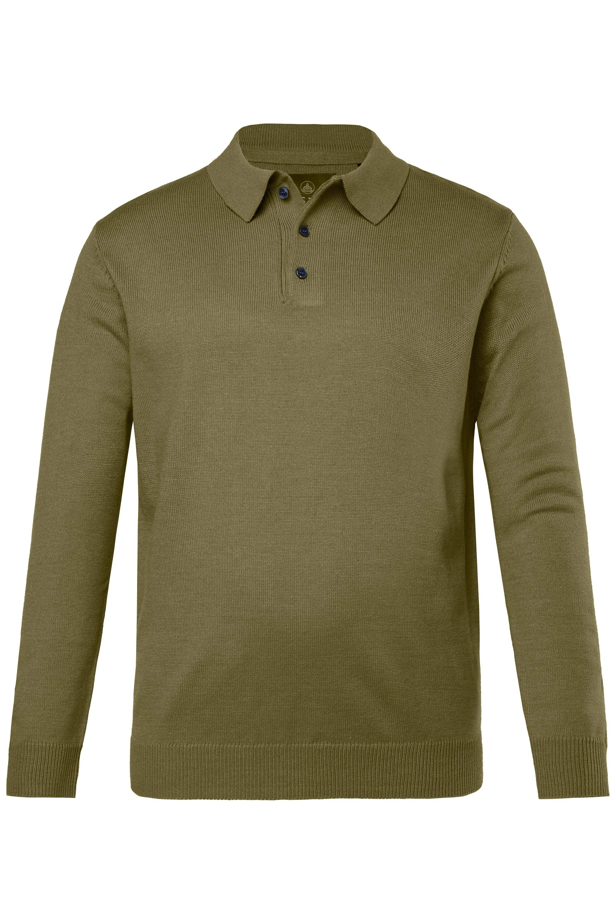 Rundhalspullover Strick-Poloshirt Langarm