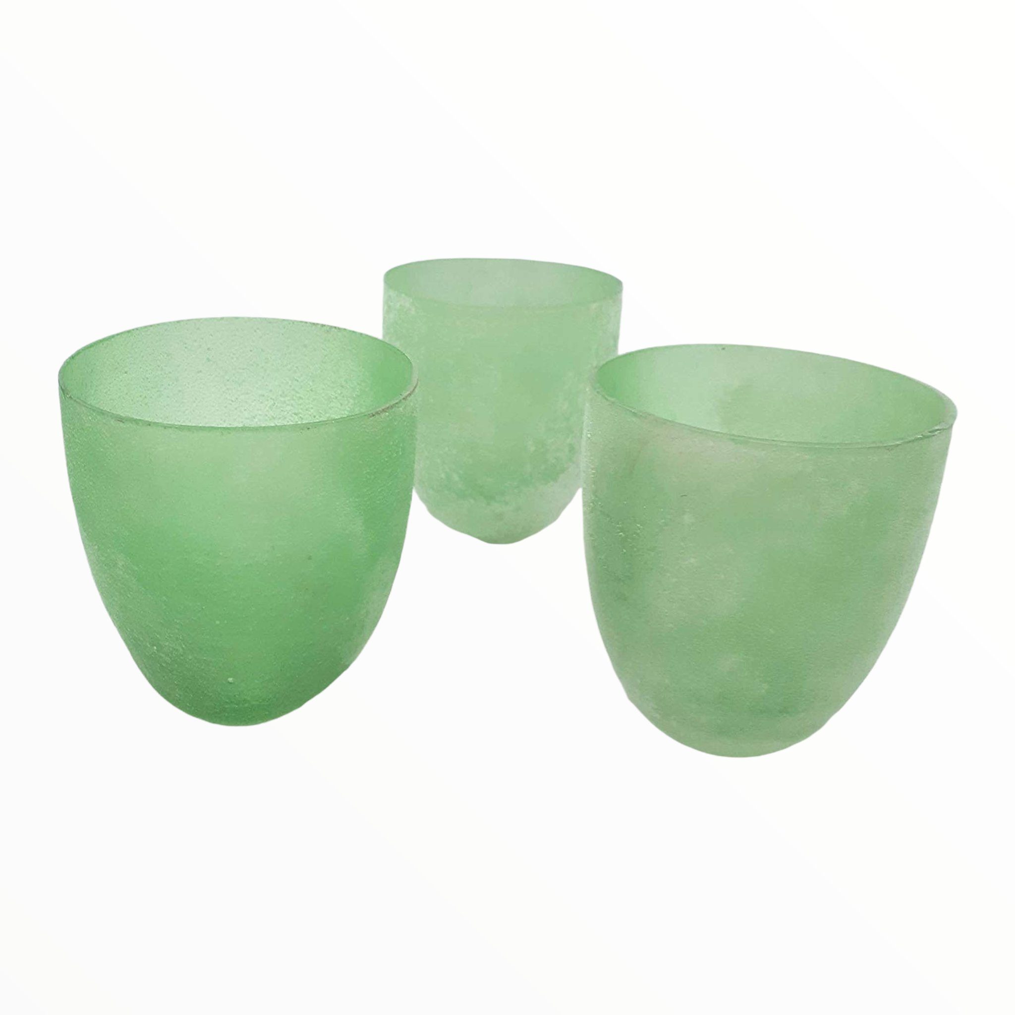 Kerzenhalter Glas Windlichter Grün 9cm, 3er Set