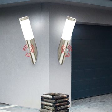 etc-shop Außen-Wandleuchte, Leuchtmittel inklusive, Warmweiß, 2er Set Haus Wand Leuchten Bewegungsmelder Fassaden Lampen