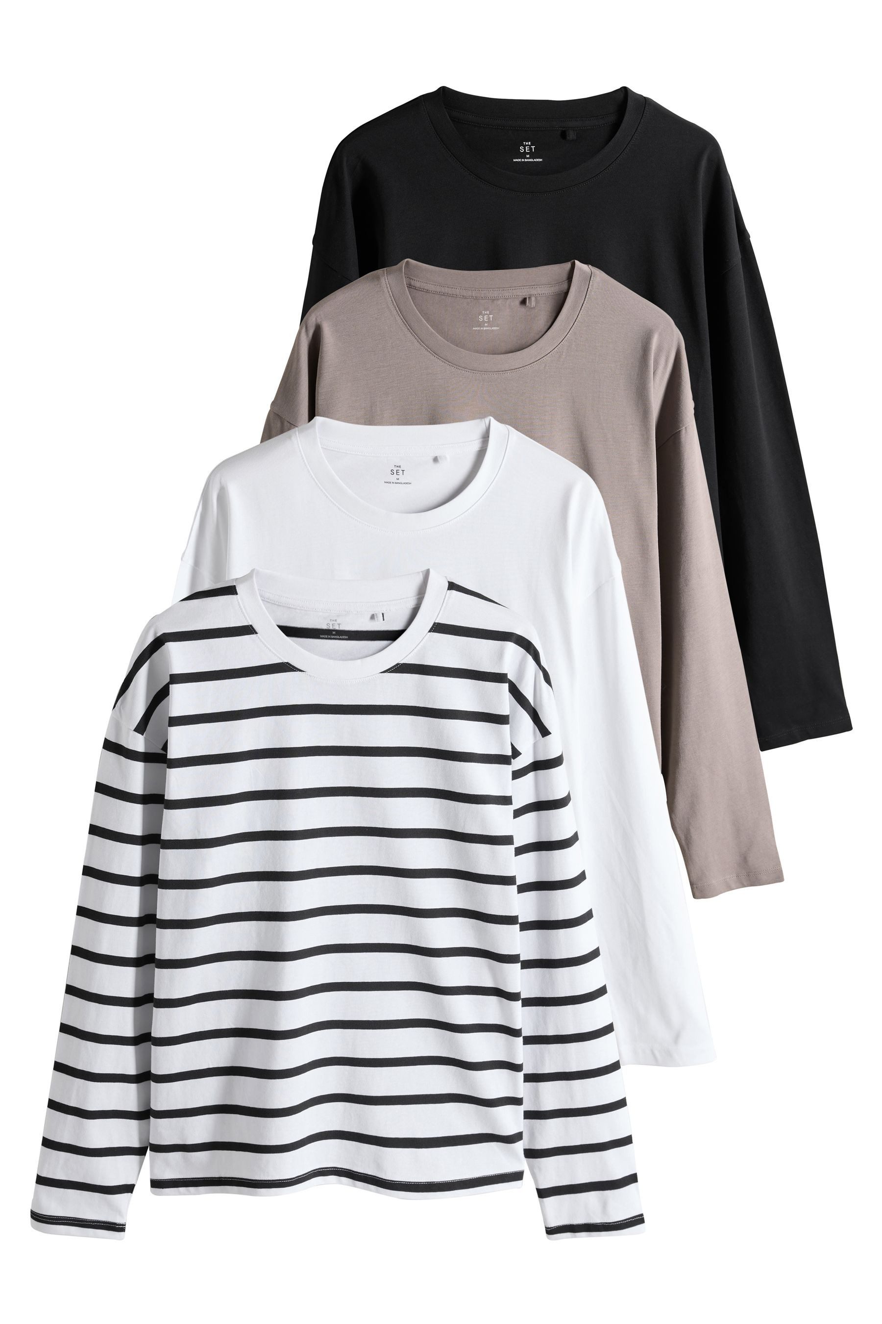 The Set Langarmshirt The Set 4er-Pack Relaxed Fit Langarmshirts (4-tlg) günstig online kaufen