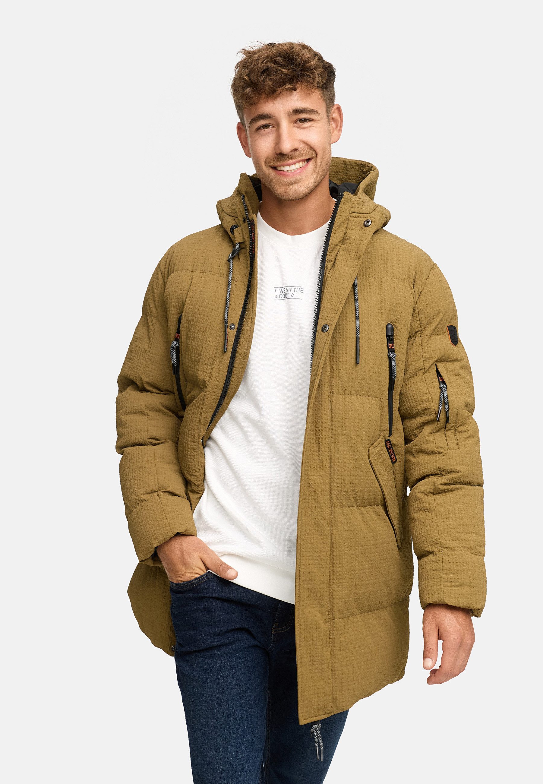 Indicode Winterjacke Herren INLondoy Jacke Winter Herrenjacke Parka mit markanter Struktur und Kapuze