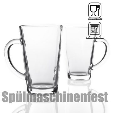BigDean Latte-Macchiato-Glas 6x Latte Macchiato Gläser mit Henkel 300 ml - spülmaschinenfest, Glas