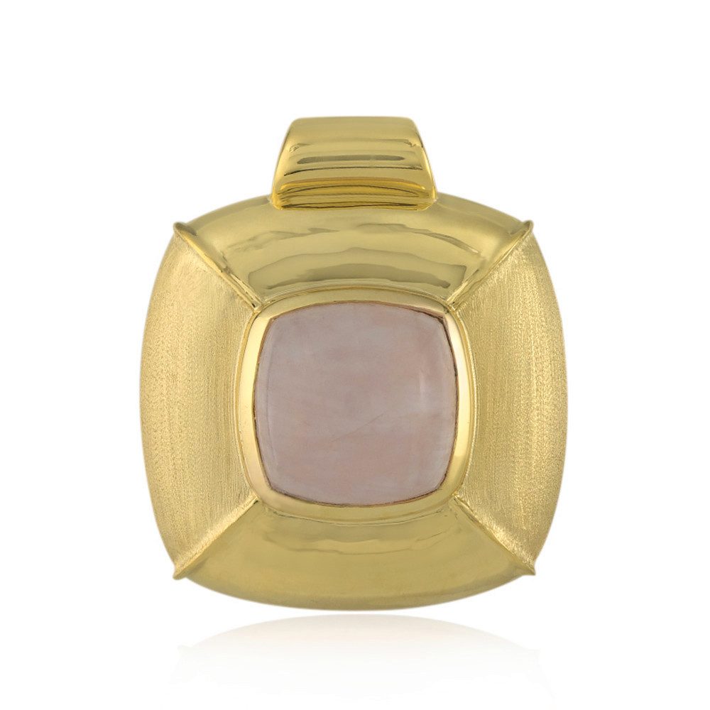 Cavill Kettenanhänger Cavill Rosenquarz 10,41 ct, vergoldeter 925 Silber Anhänger rosa (1-tlg)
