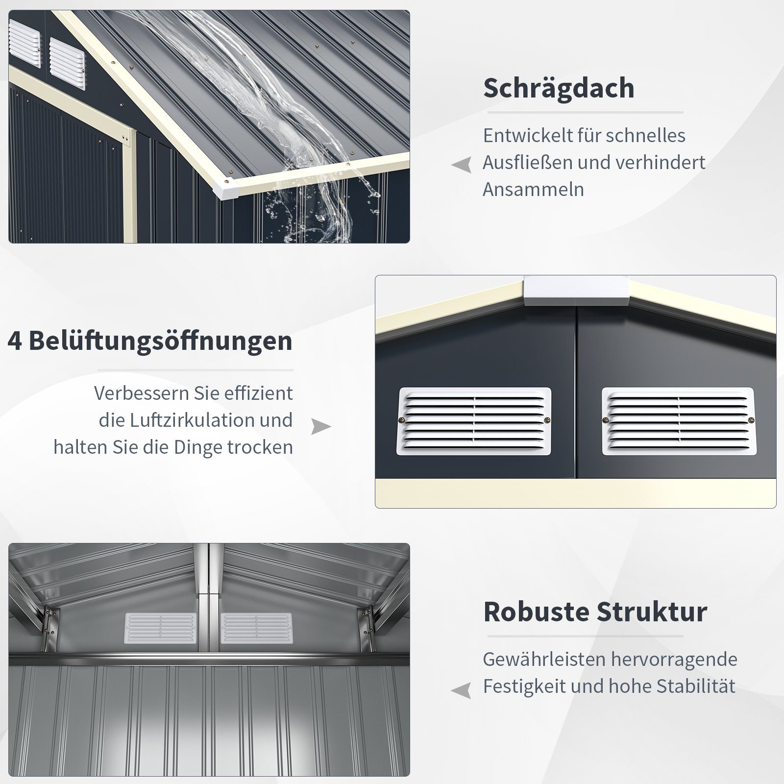 COSTWAY Gerätehaus, BxT: 340x255 cm, (1 St), abschließbar, mit 4 Luftschlit günstig online kaufen