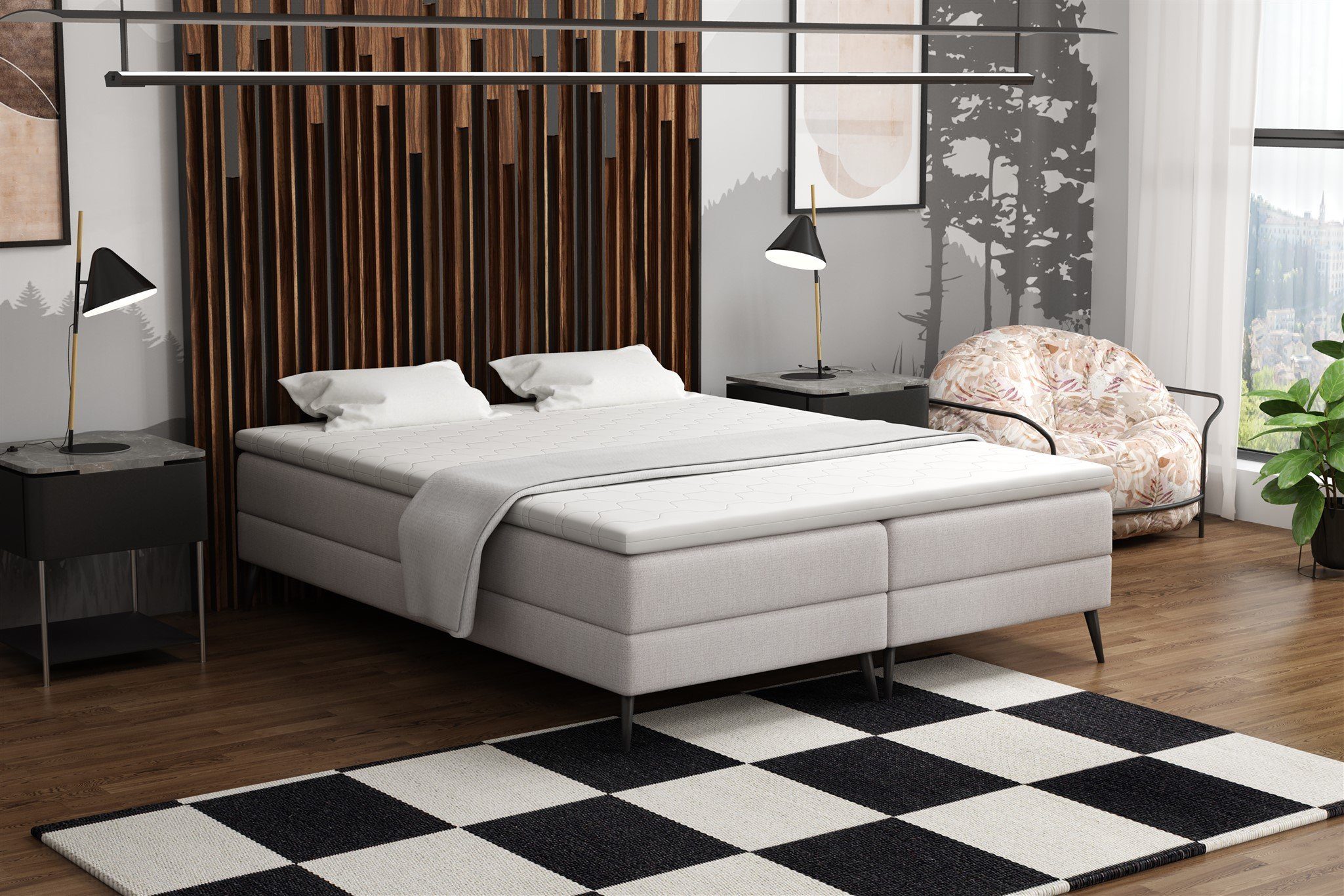 Fun Möbel Boxbett Dachschrägen-Schlafzimmerbett BREST in Stoff Soro (inkl. Kaltschaumtopper, Ideal für Dachschrägen), ohne Kopfteil