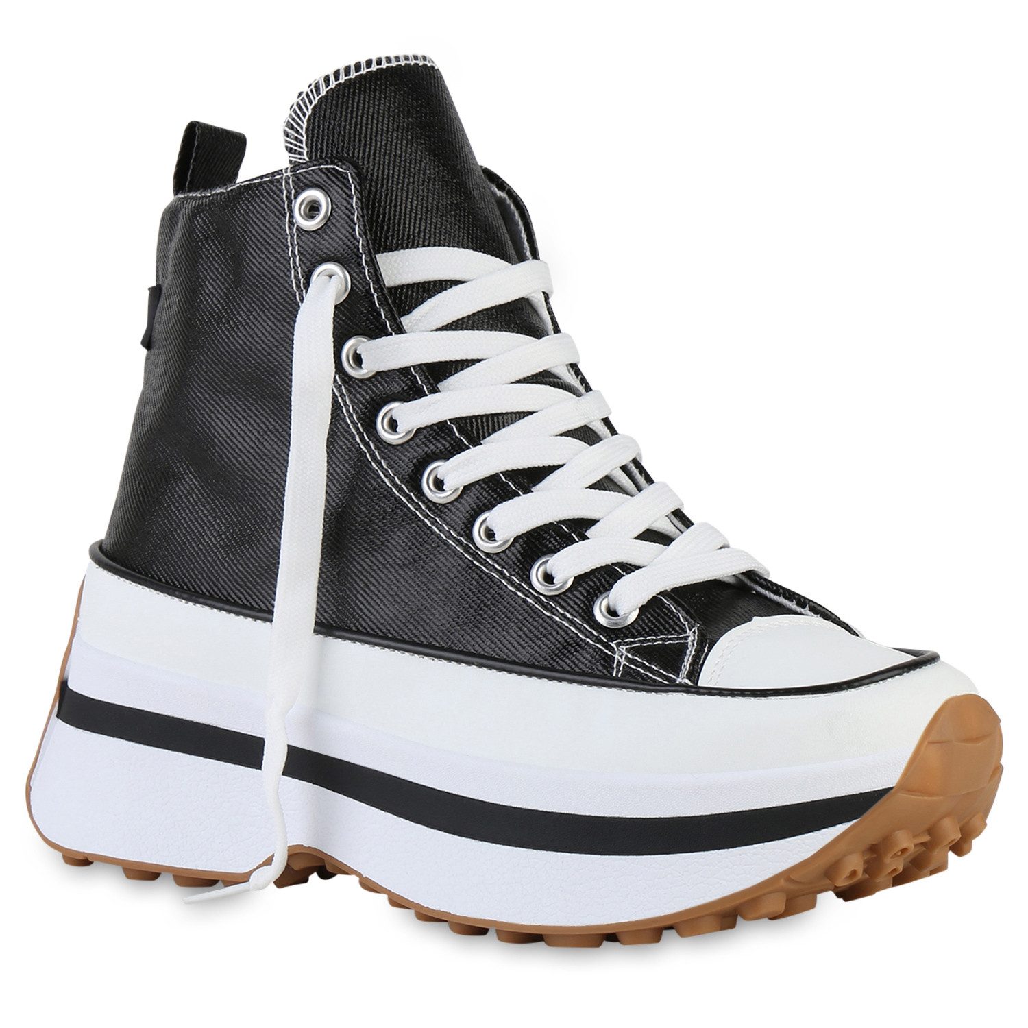 VAN HILL 841393 Plateausneaker Damen Plateau Sneaker Schnürer Profil-Sohle günstig online kaufen