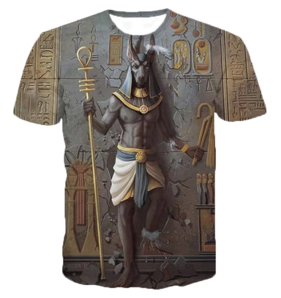 T-Shirt 3D-Druck T-Shirt (Unisex/Rundhals) - Anubis Gott des Todes - Ägypten