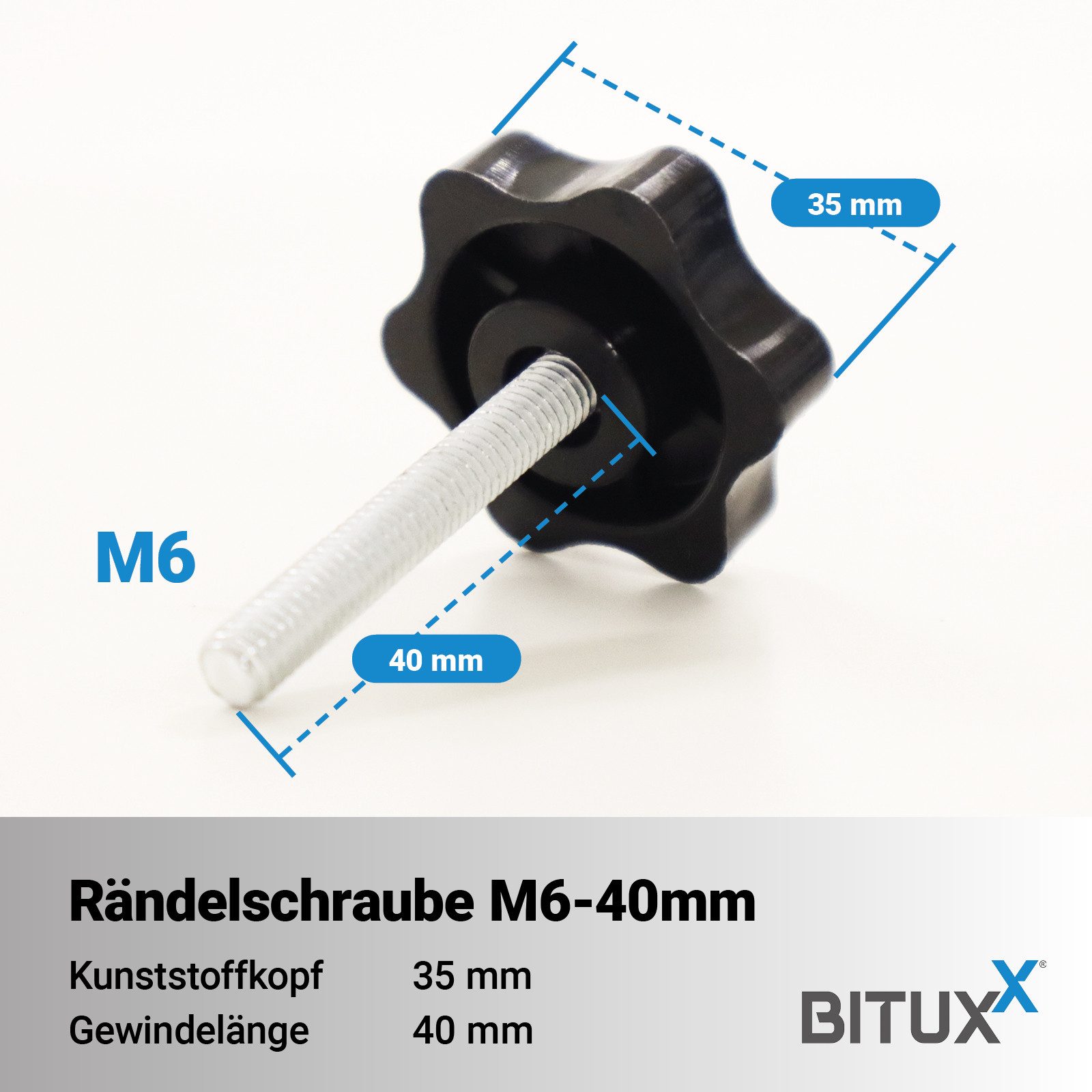 Bituxx Stockschraube 20x Stockschraube M6 - 40 mm, (MS-20043)