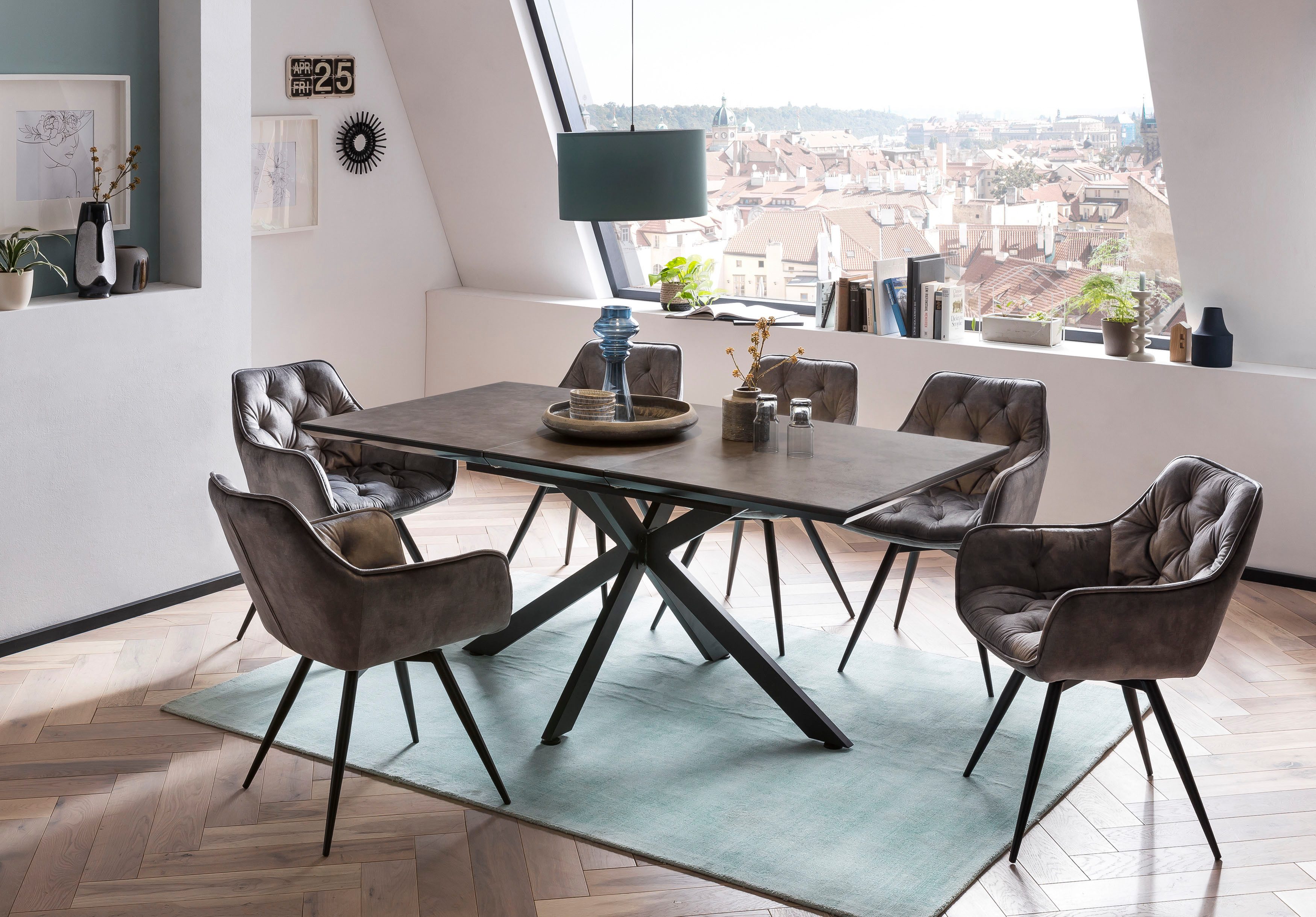 HELA Essgruppe HAVEL, (7-tlg), Tisch 140-180x90 cm, Synchronauszug, Stuhl 3 günstig online kaufen