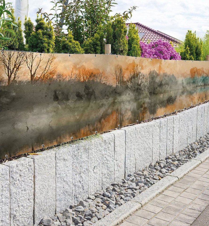 Thumbnail - MyMaxxi Sichtschutzzaunmatten Zaunbanner Abendsonne am See Sichtschutz Garten Zaun, (Bambus grün)