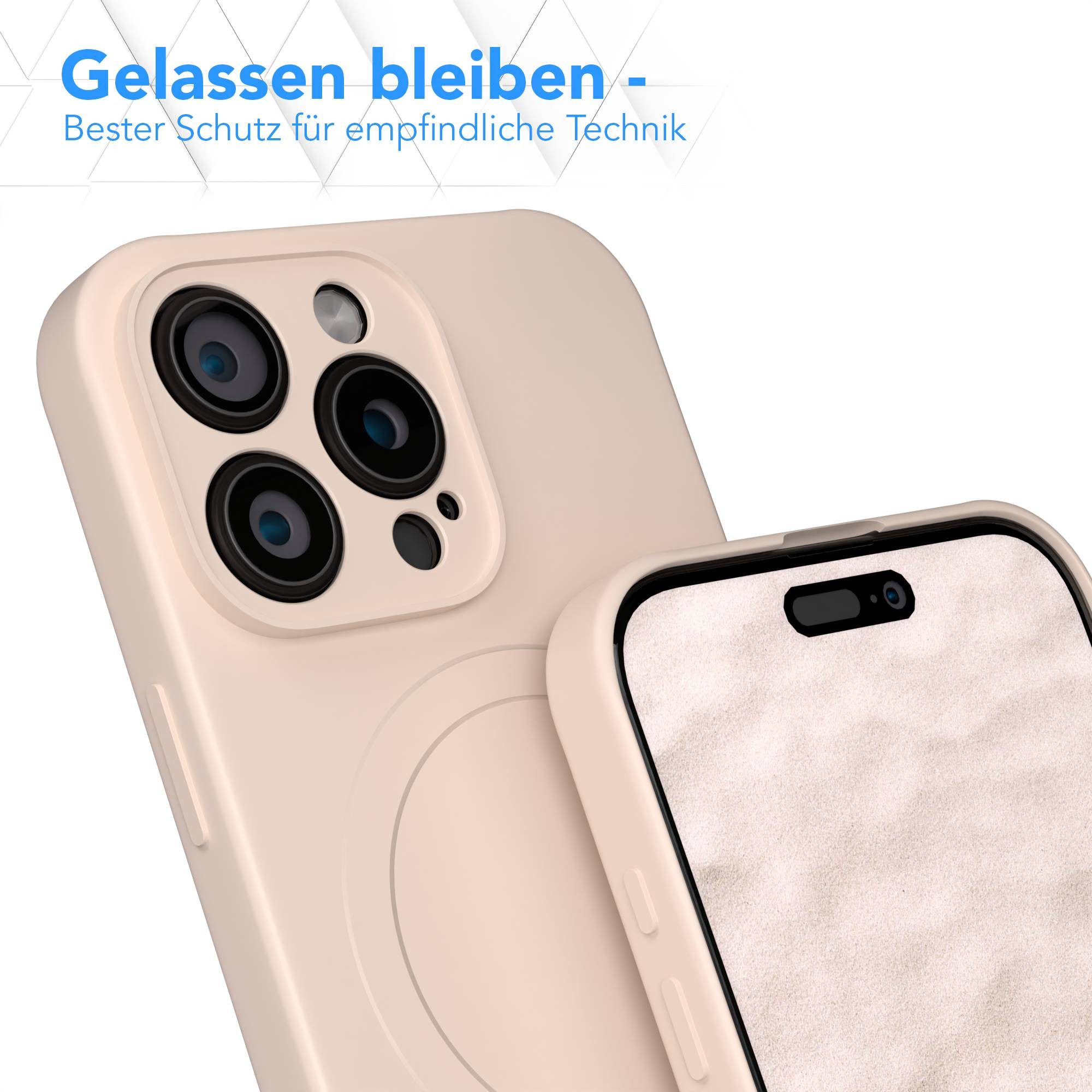EAZY CASE Handyhülle für Apple iPhone 16 Pro Max Hülle Silikon 6,9 Zoll, Schutzcase mit MagSafe Slimcover Silikonschutzhülle elastisch Taupe – Bild 4 von 5