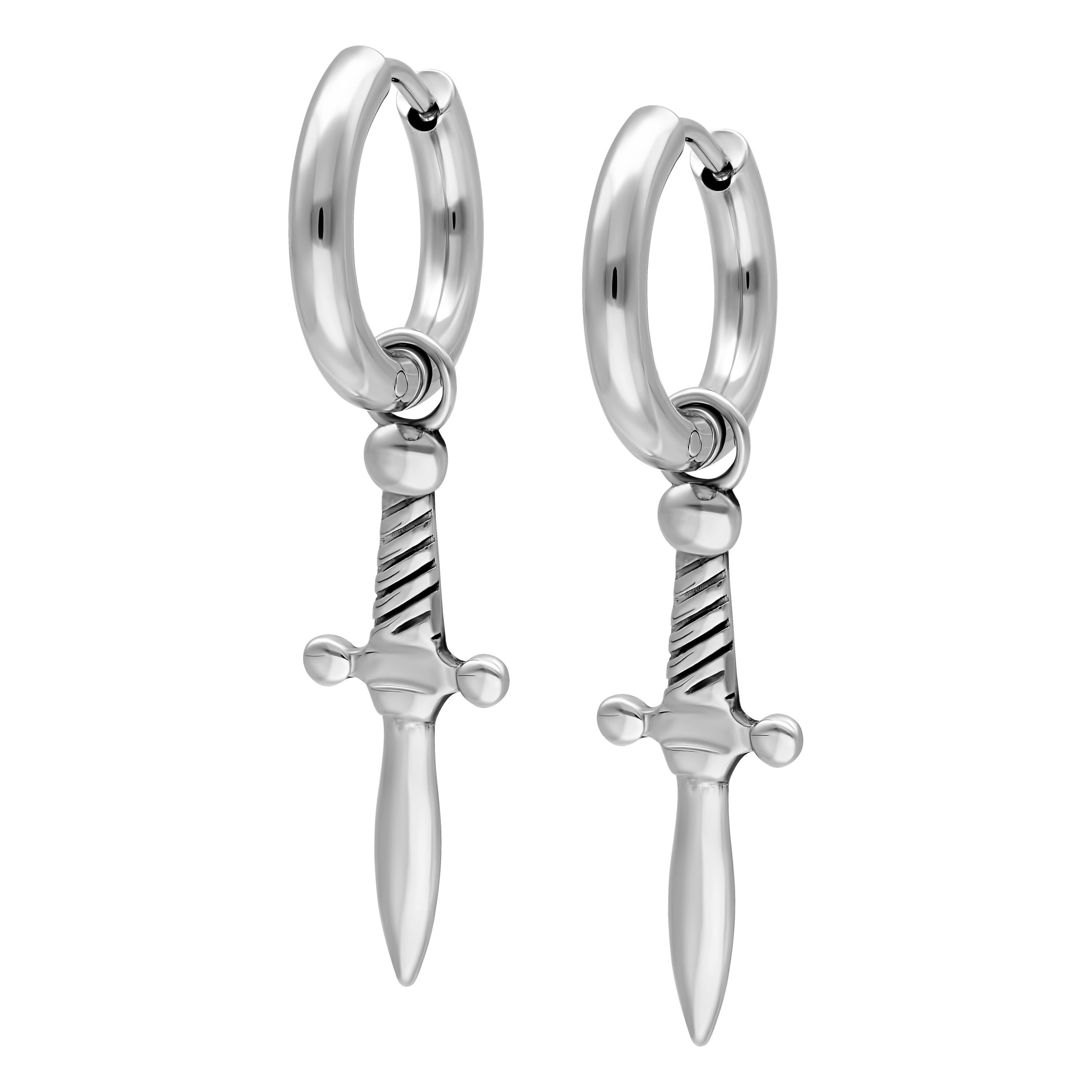 Wildcat Paar Ohrhänger Little Sword Hoops - Silber, Chirurgenstahl 316L - wasserfest, langlebig, hautverträglich
