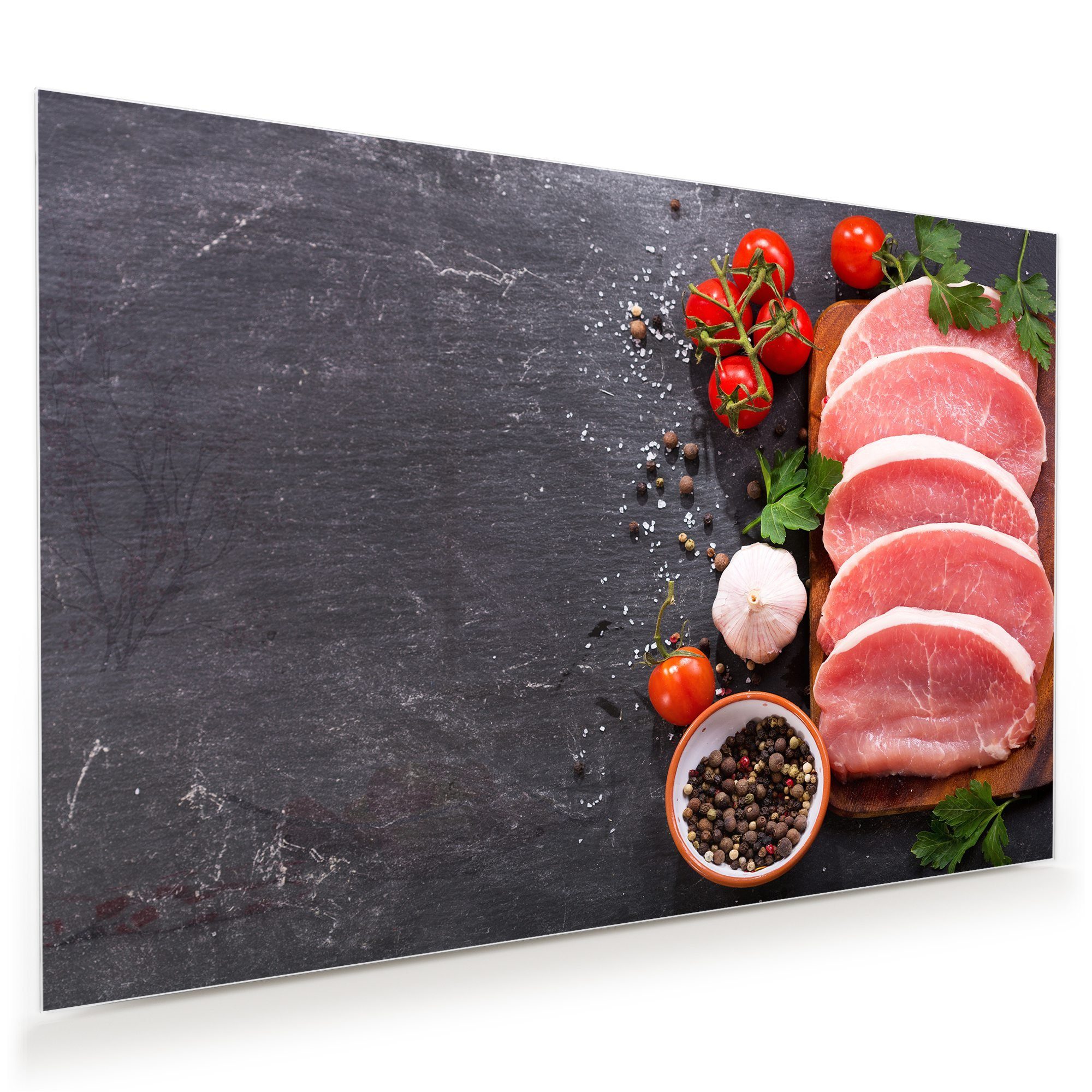 ᐅ Primedeco Glasbild Wandbild Schweinefleisch und Gemüse mit Aufhängung ...