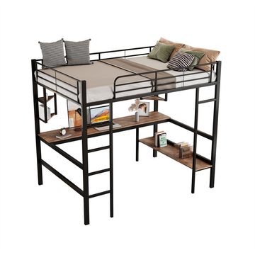 XDeer Metallbett Metallbettgestell, Metallbett Schreibtisch, schwarz, 90x200 cm, Hochbett mit vier kleinen einem großenfür Kinder, Jugendliche
