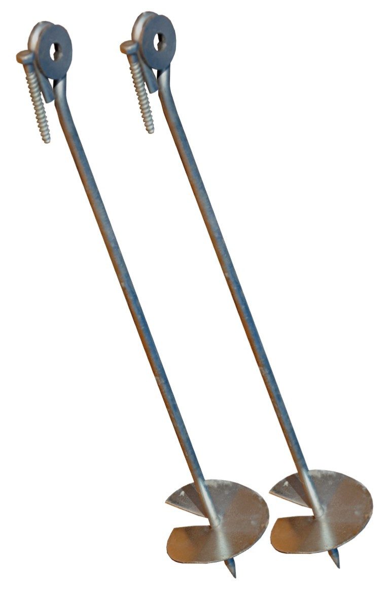 Loggyland Bodenanker Bodenanker zum Eindrehen ins Erdreich, Eindrehanker, zum Eindrehen, (2-St., Set incl. Belagscheibe und Befestigungsschraube für Holz), Schaukelanker, Eindrehanker, aus verzinktem Stahl