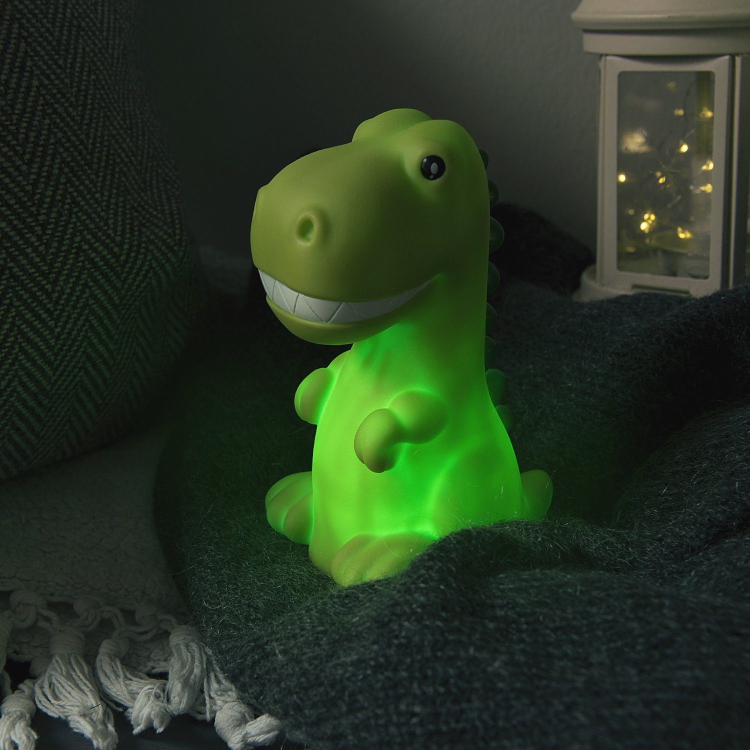 Navaris LED Nachtlicht LED Nachtleuchte - Design Grün Dino wiederaufladbar mit Timer