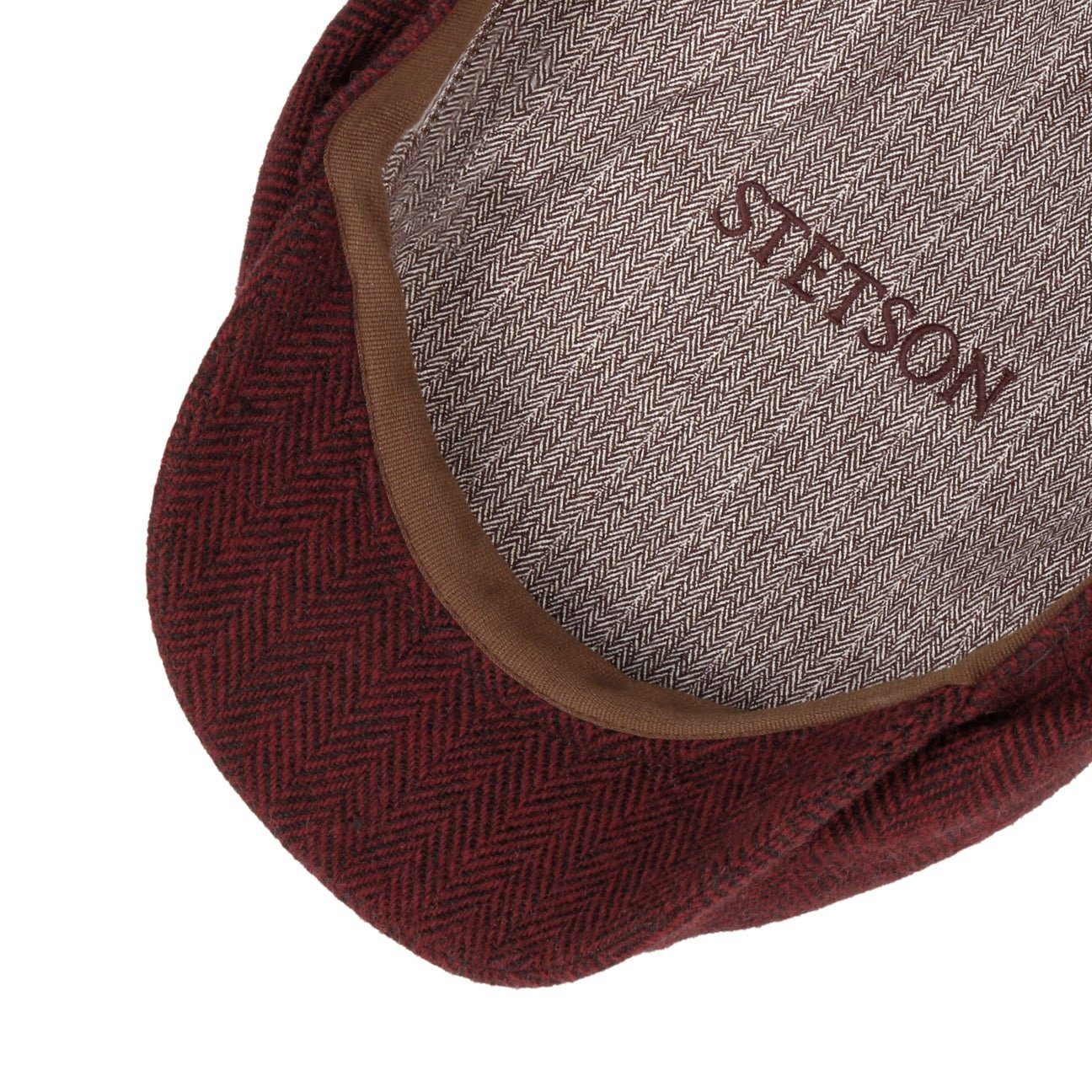 EU Stetson Made the (1-St) Flat Cap dunkelrot in Flatcap mit Schirm,