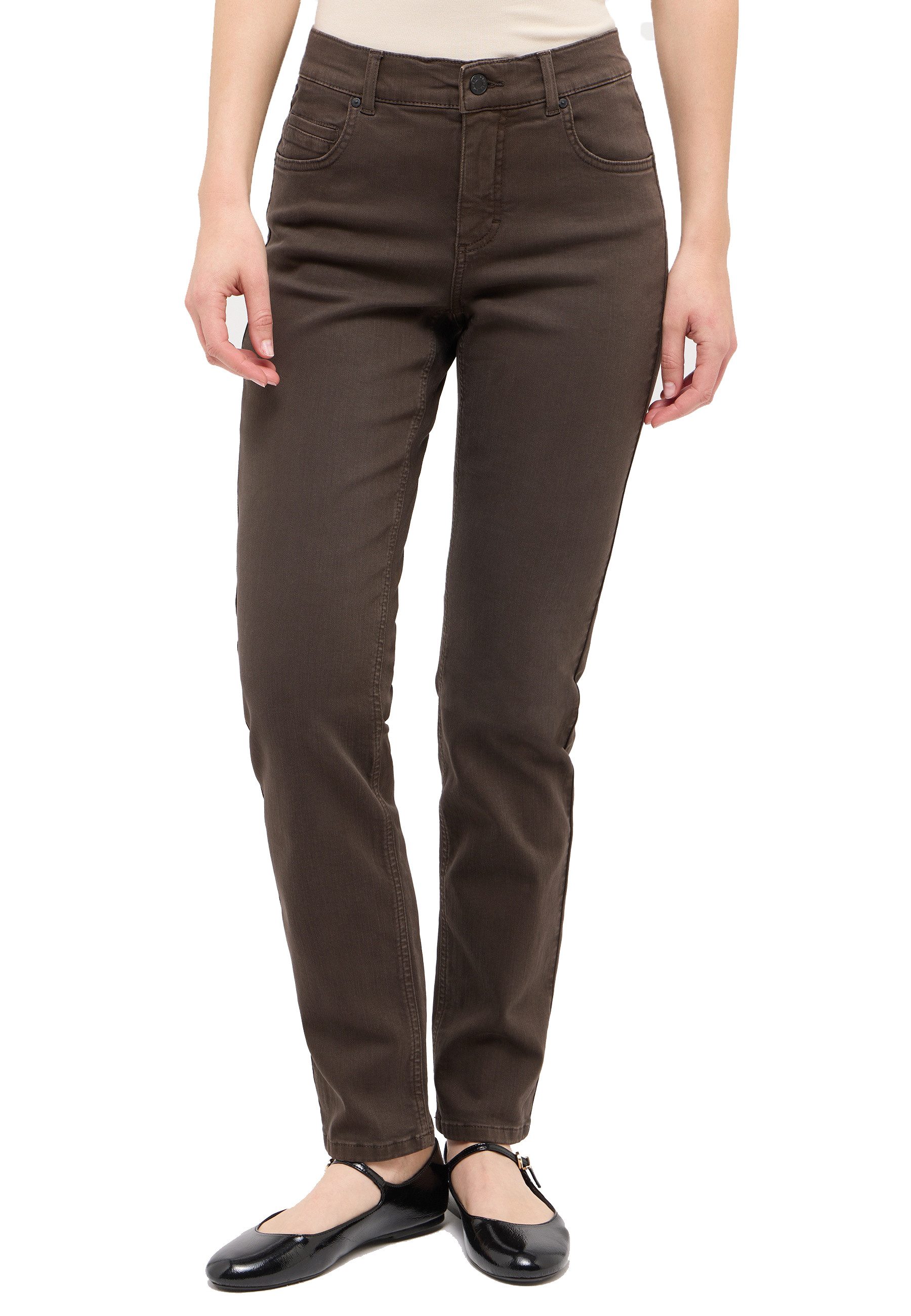 ANGELS 5-Pocket-Jeans Angels Damen Jeans Cici - dunkelbraun (1-tlg)
