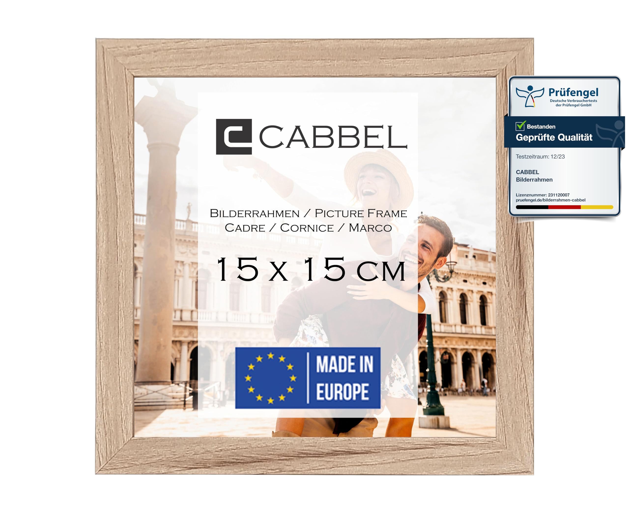 CABBEL Bilderrahmen MDF Holzrahmen Fotorahmen modern Collagen Foto Poster Galerie Wanddeko, für 1 Bilder (1 St), 15x15 cm Natur Wohnzimmer elegant Schmal Fotogalerie Schlafzimmer