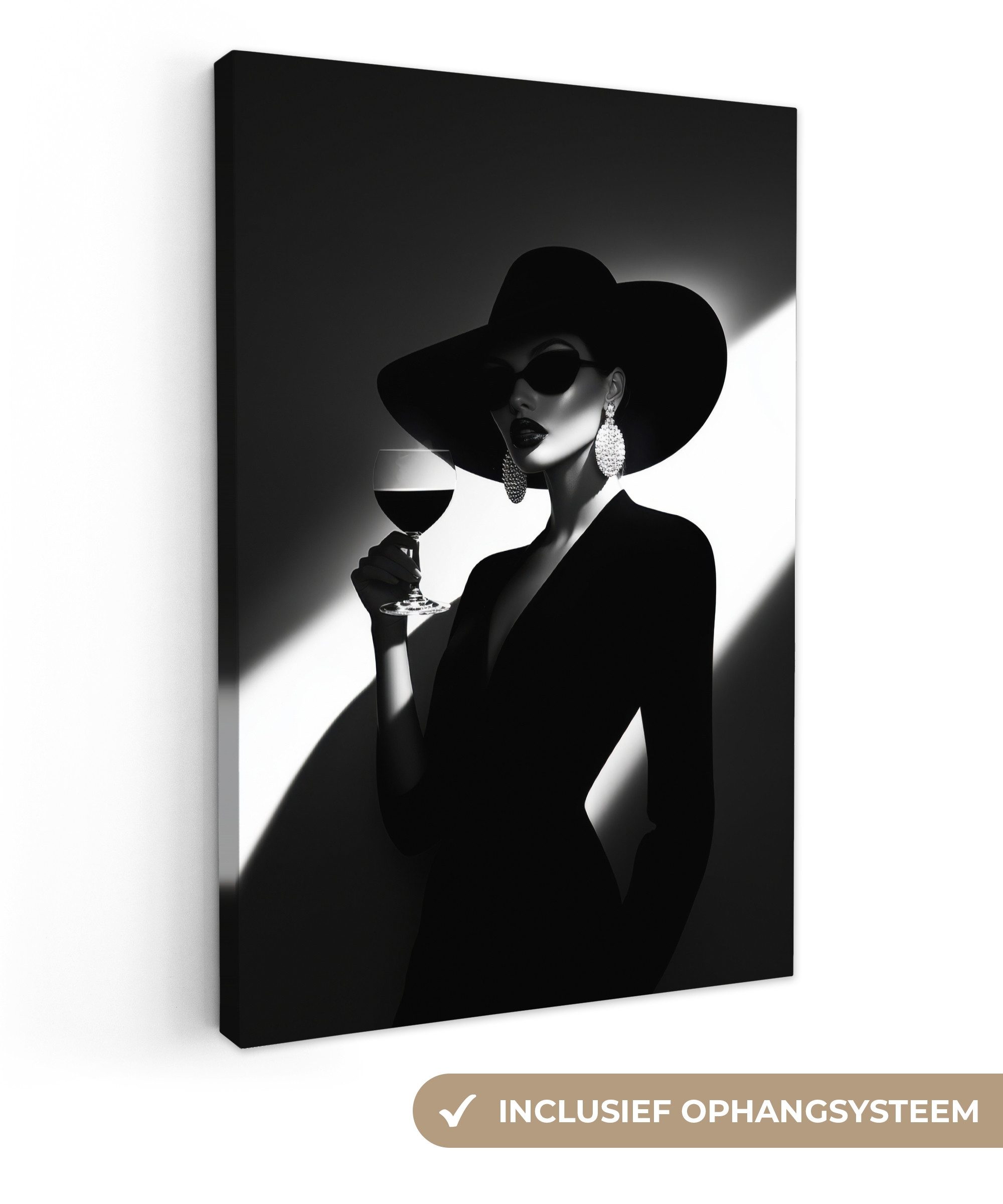 OneMillionCanvasses® Leinwandbild Frau - Wein - Chic, Fotodruck (1 St), Leinwand Canvas Wandbild, Wanddekoration 20x30 cm