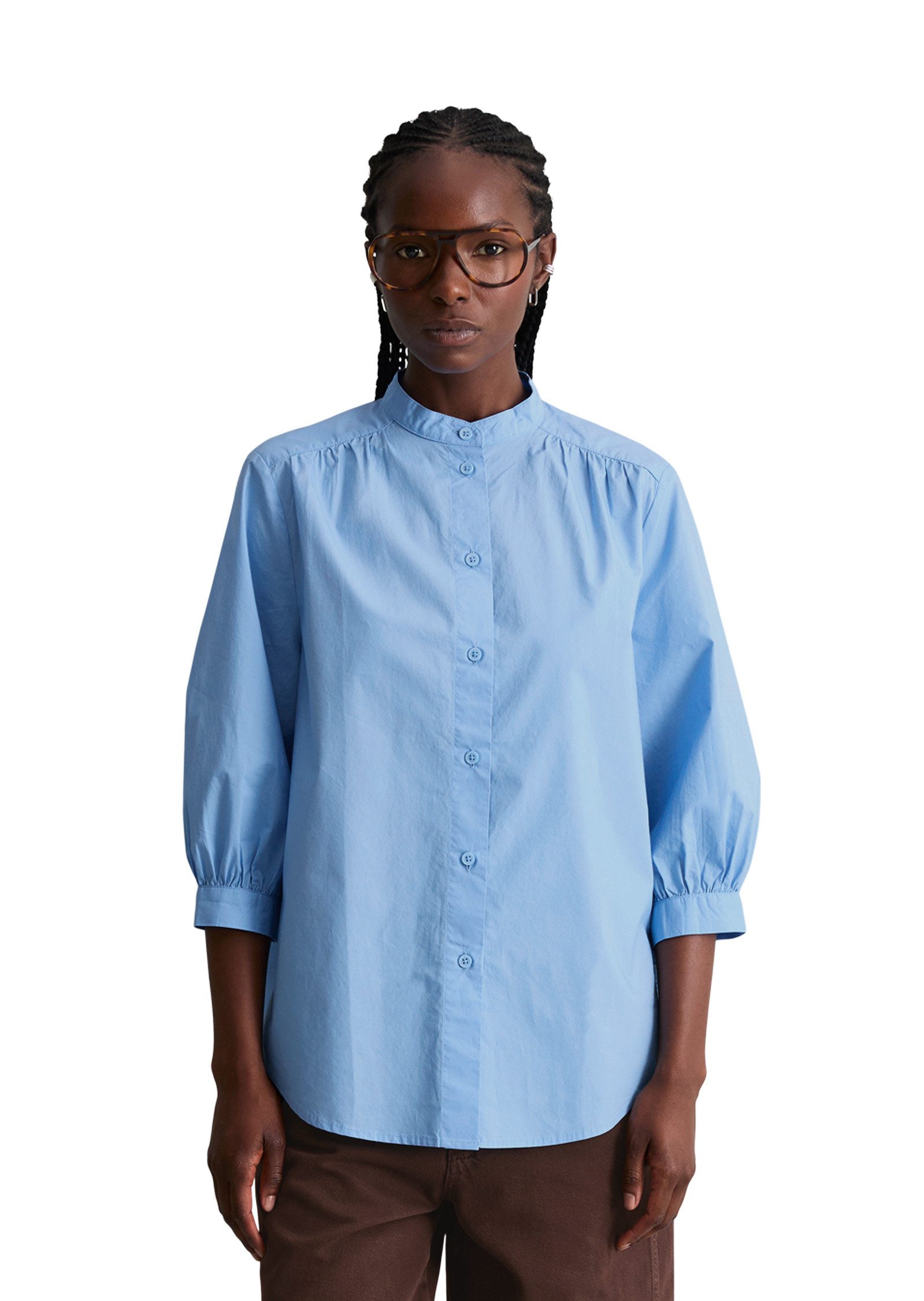 Marc O'Polo DENIM Kurzarmbluse aus Papertouch-Popeline