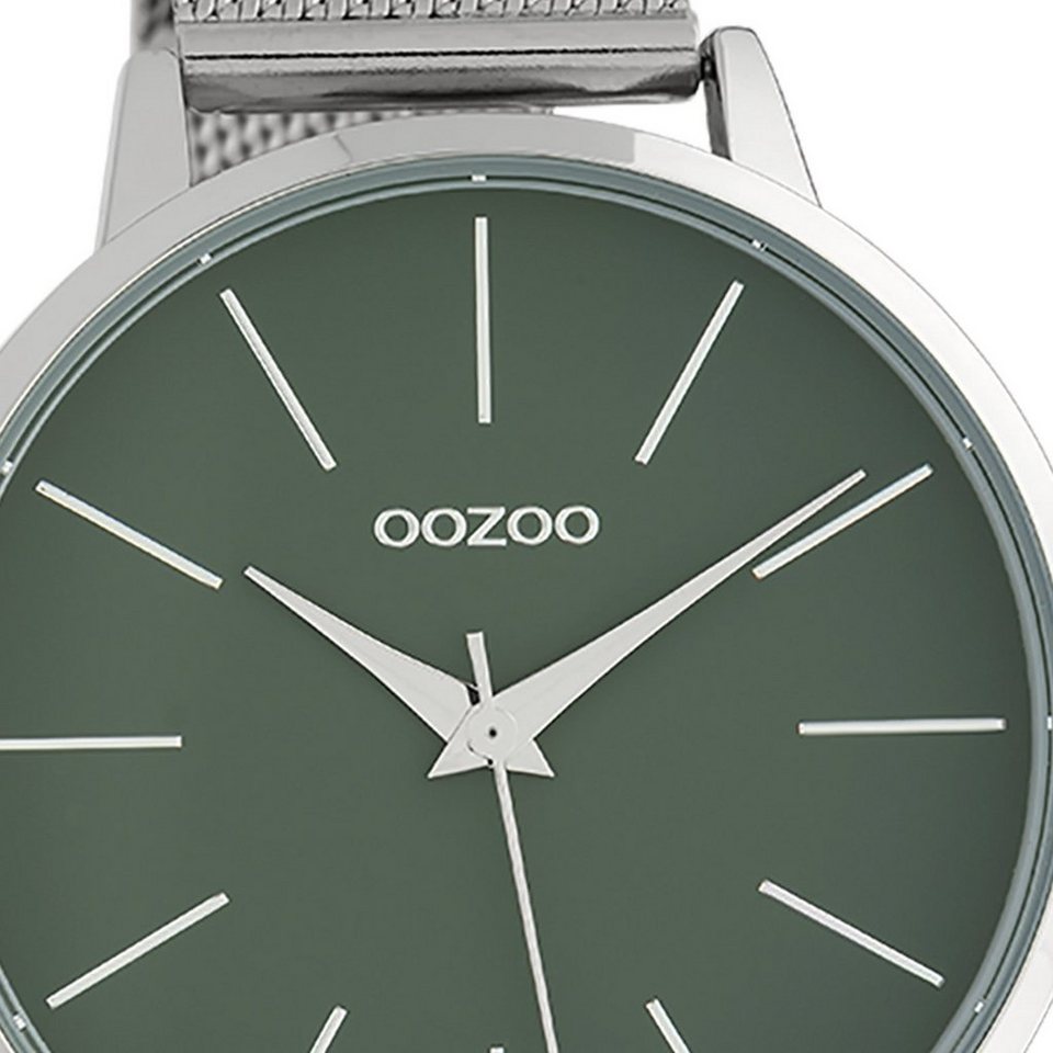 OOZOO Quarzuhr Oozoo Damen Armbanduhr Timepieces Analog, Damenuhr rund,  groß (ca. 45mm) Metallarmband, Fashion-Style, Indizes: stripes